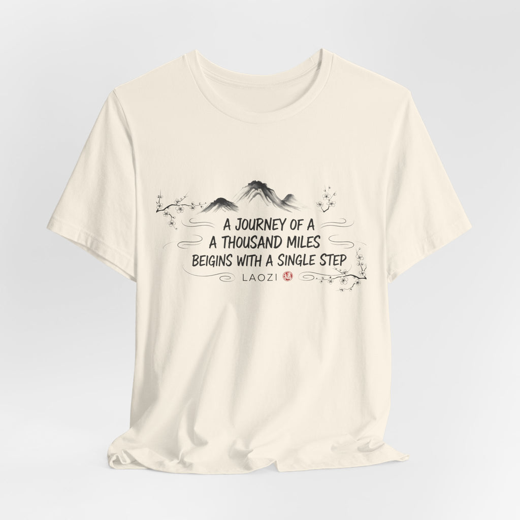 A Journey of a Thousand Miles tee | Mountain Quote Shirt, Minimal Zen Design