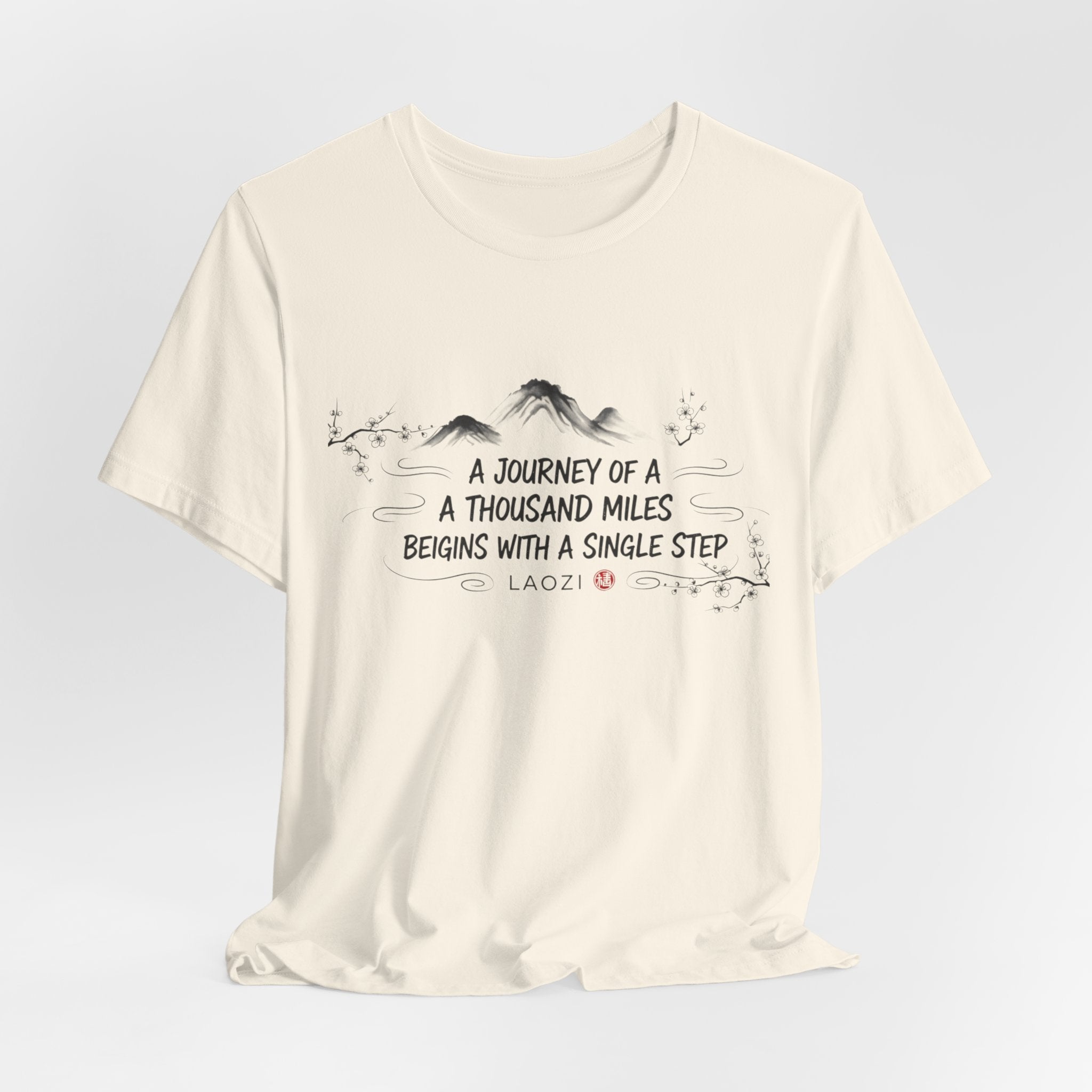 A Journey of a Thousand Miles tee | Mountain Quote Shirt, Minimal Zen Design