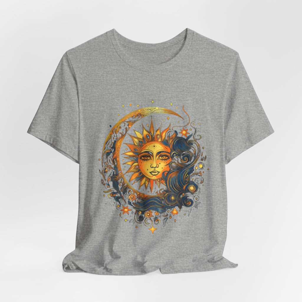 Sun and Moon Graphic Tee, Cosmic T-shirt for Astrology Lovers, Unisex Summer Tee, Celestial Art Shirt, Unique Gift Idea, Horoscope Fashion