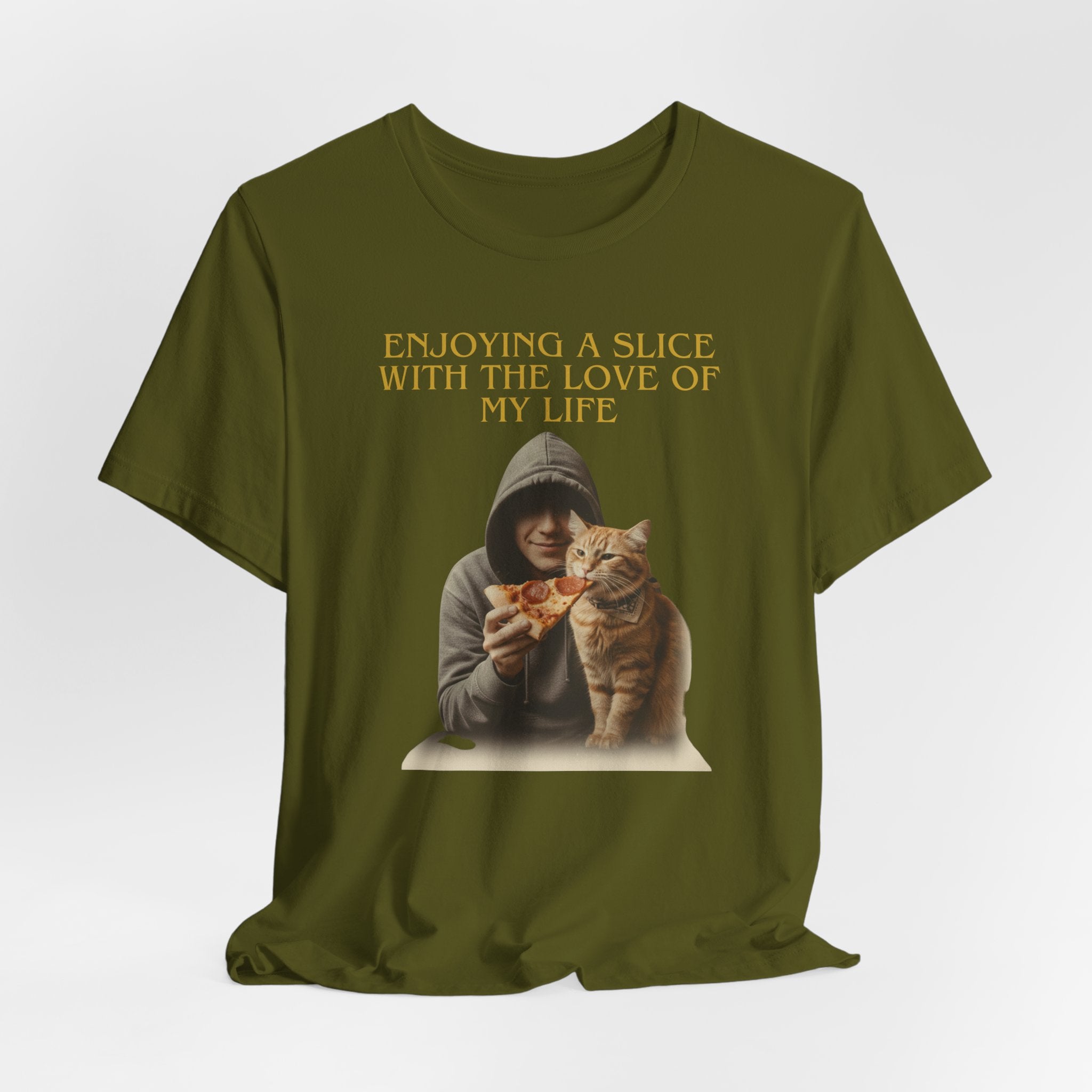 Enjoying a Slice With the Love of My Life T-Shirt | Cat Pizza Tee