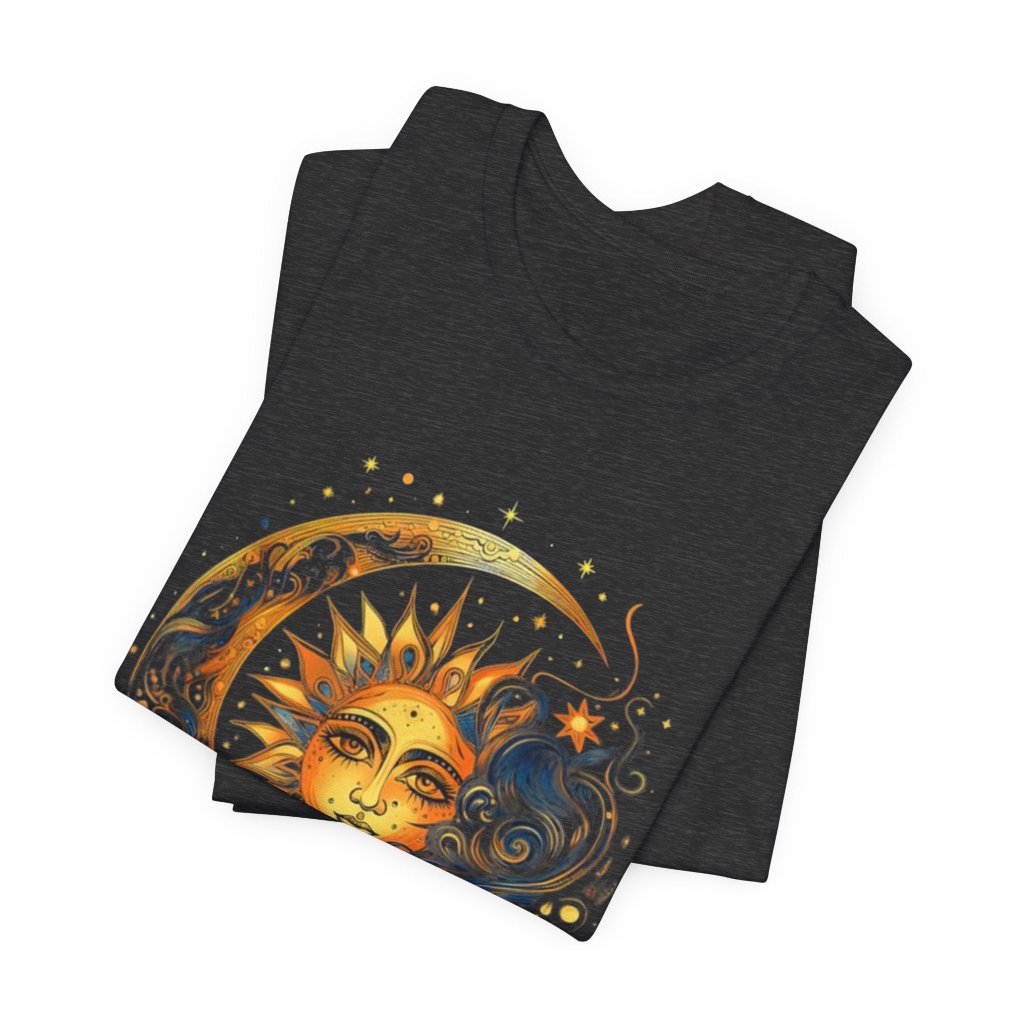 Sun and Moon Graphic Tee, Cosmic T-shirt for Astrology Lovers, Unisex Summer Tee, Celestial Art Shirt, Unique Gift Idea, Horoscope Fashion