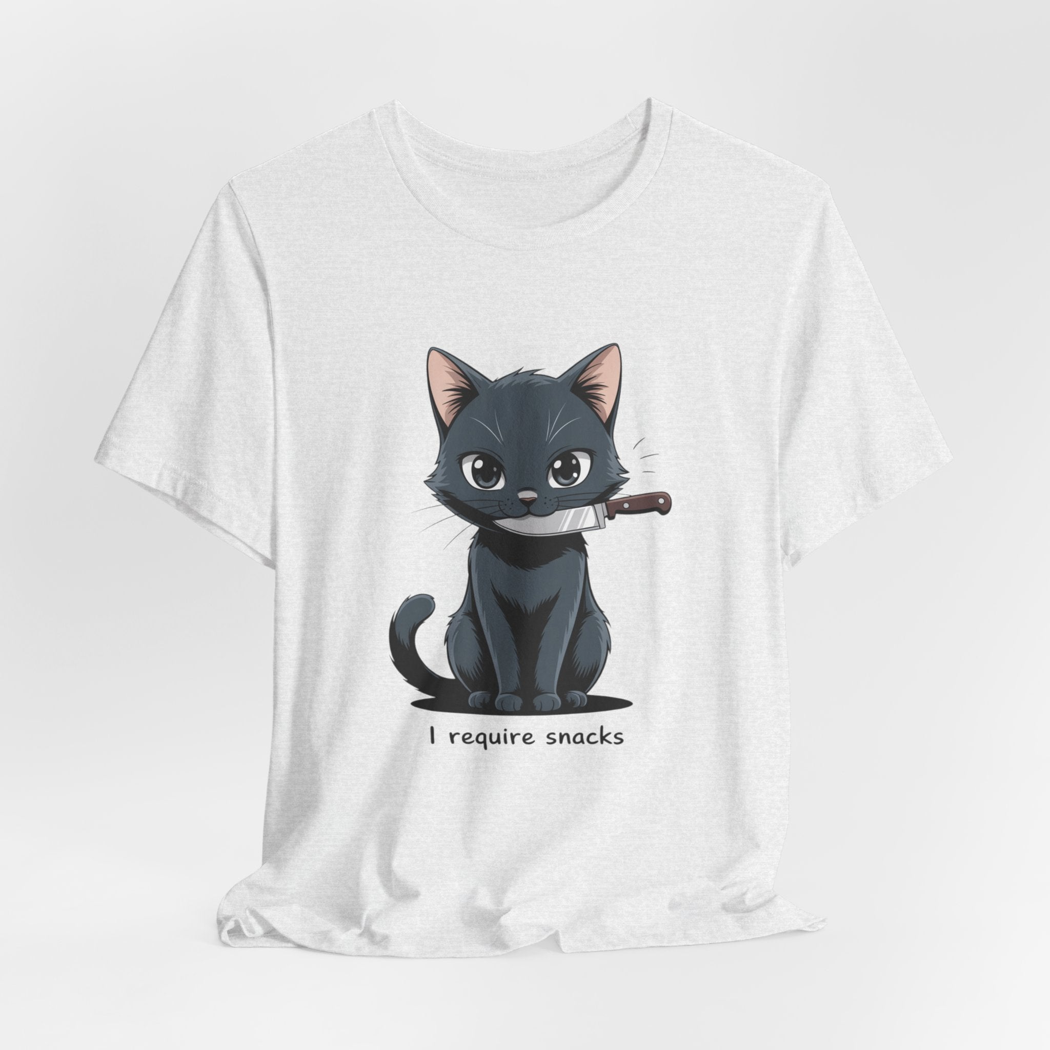 Cute Cat Snack Time Tee, Unisex Cartoon T-Shirt, Pet Lover Gift, Animal Lover Apparel, Funny Cat Shirt, Gift for Cat Owners