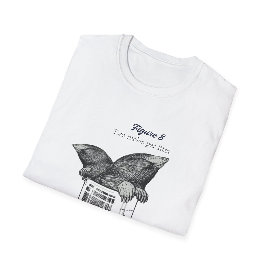 Two Moles per liter tee, Mole Illustration in Beaker T-Shirt | Vintage Science Sketch