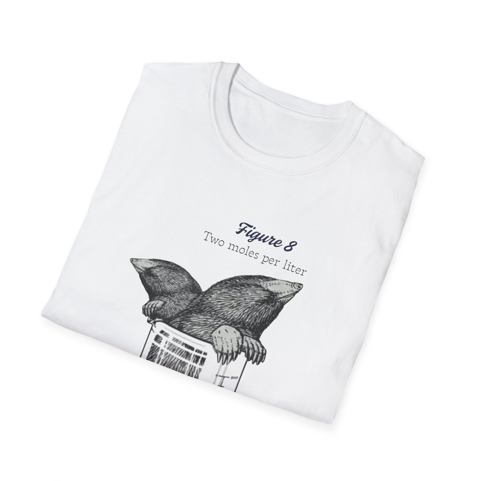 Two Moles per liter tee, Mole Illustration in Beaker T-Shirt | Vintage Science Sketch