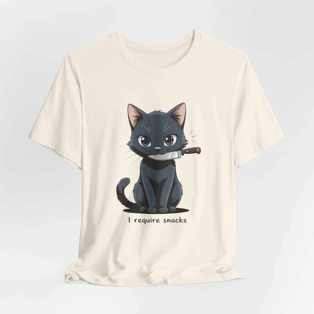 Cute Cat Snack Time Tee, Unisex Cartoon T-Shirt, Pet Lover Gift, Animal Lover Apparel, Funny Cat Shirt, Gift for Cat Owners