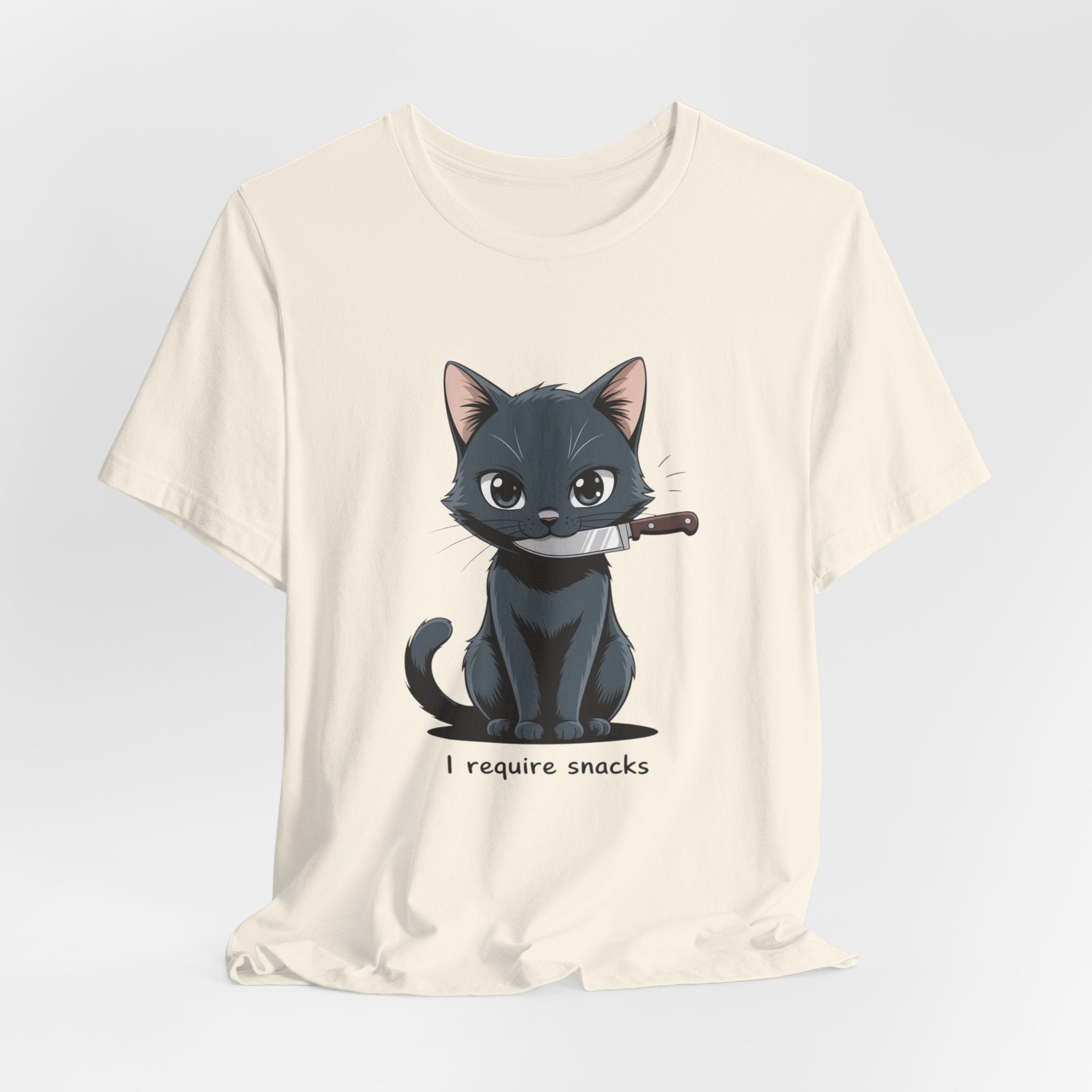 Cute Cat Snack Time Tee, Unisex Cartoon T-Shirt, Pet Lover Gift, Animal Lover Apparel, Funny Cat Shirt, Gift for Cat Owners
