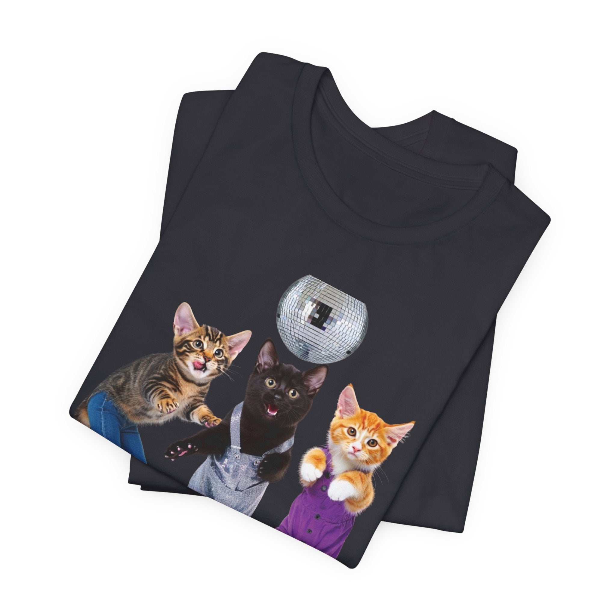 Disco Roller Cats T-Shirt | Three Cats on Roller Skates with Disco Ball
