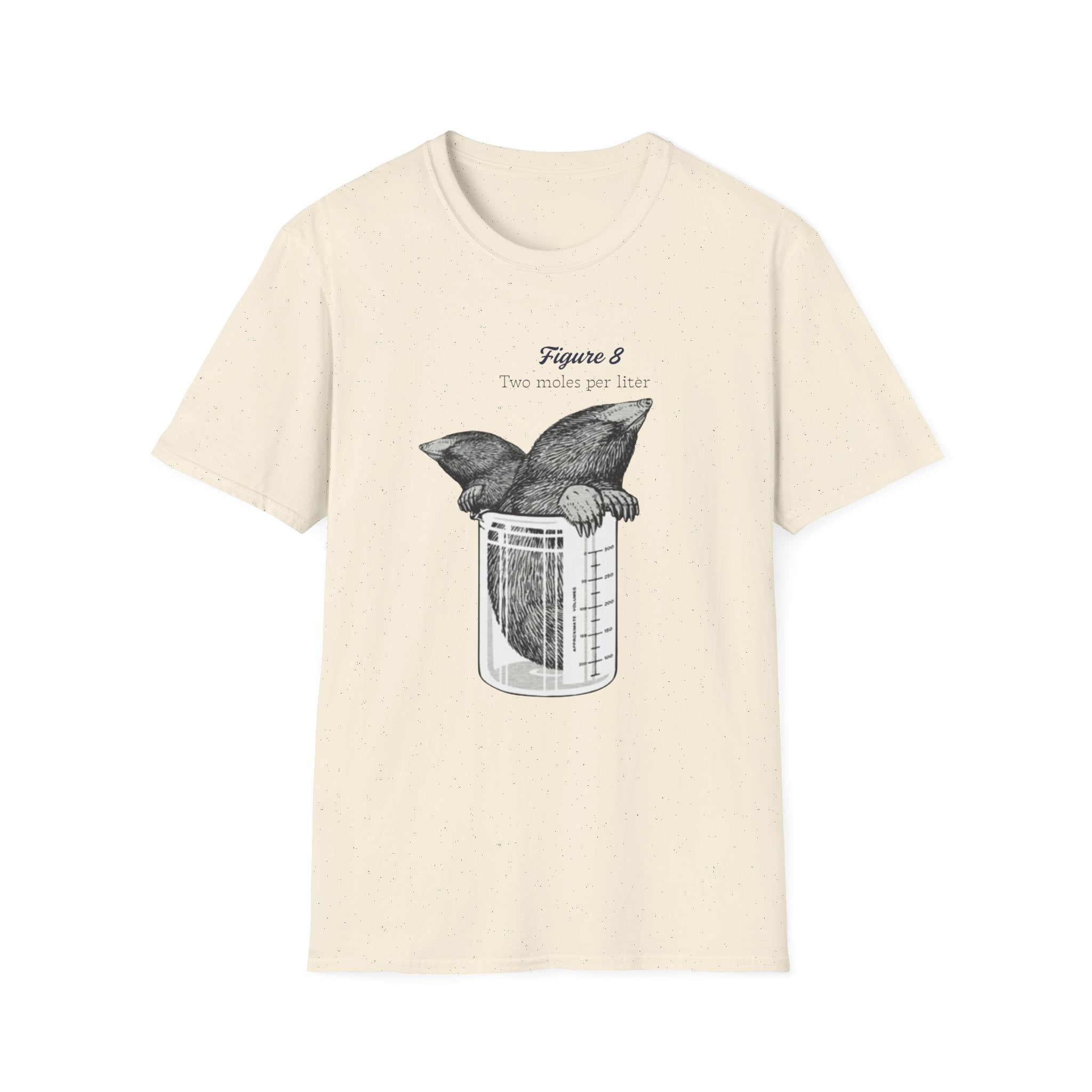 Two Moles per liter tee, Mole Illustration in Beaker T-Shirt | Vintage Science Sketch