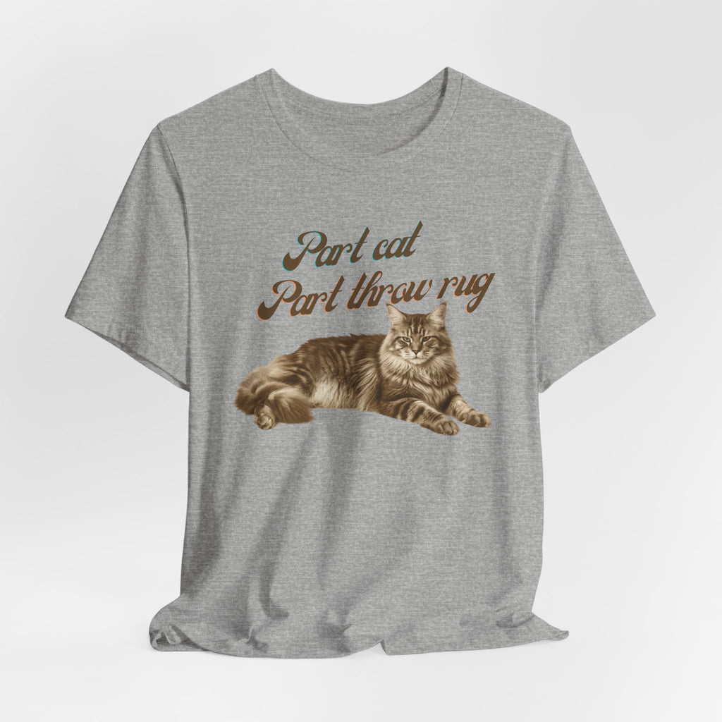 Maine Coon Cat T-Shirt | Vintage Maine Coon Cat Illustration, Part Cat Part throw rug
