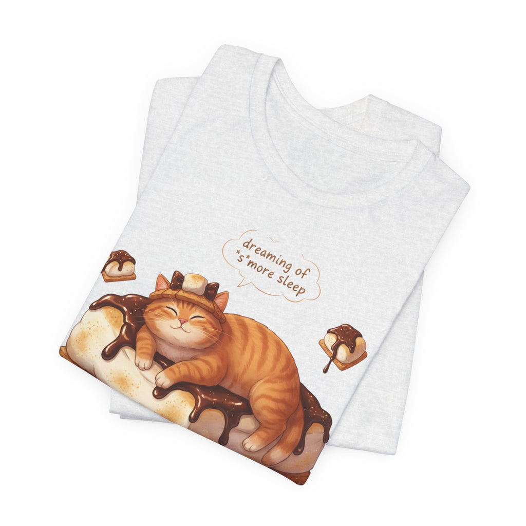 Sleeping Tabby on S'mores Tee | Cat Dessert Illustration T-Shirt
