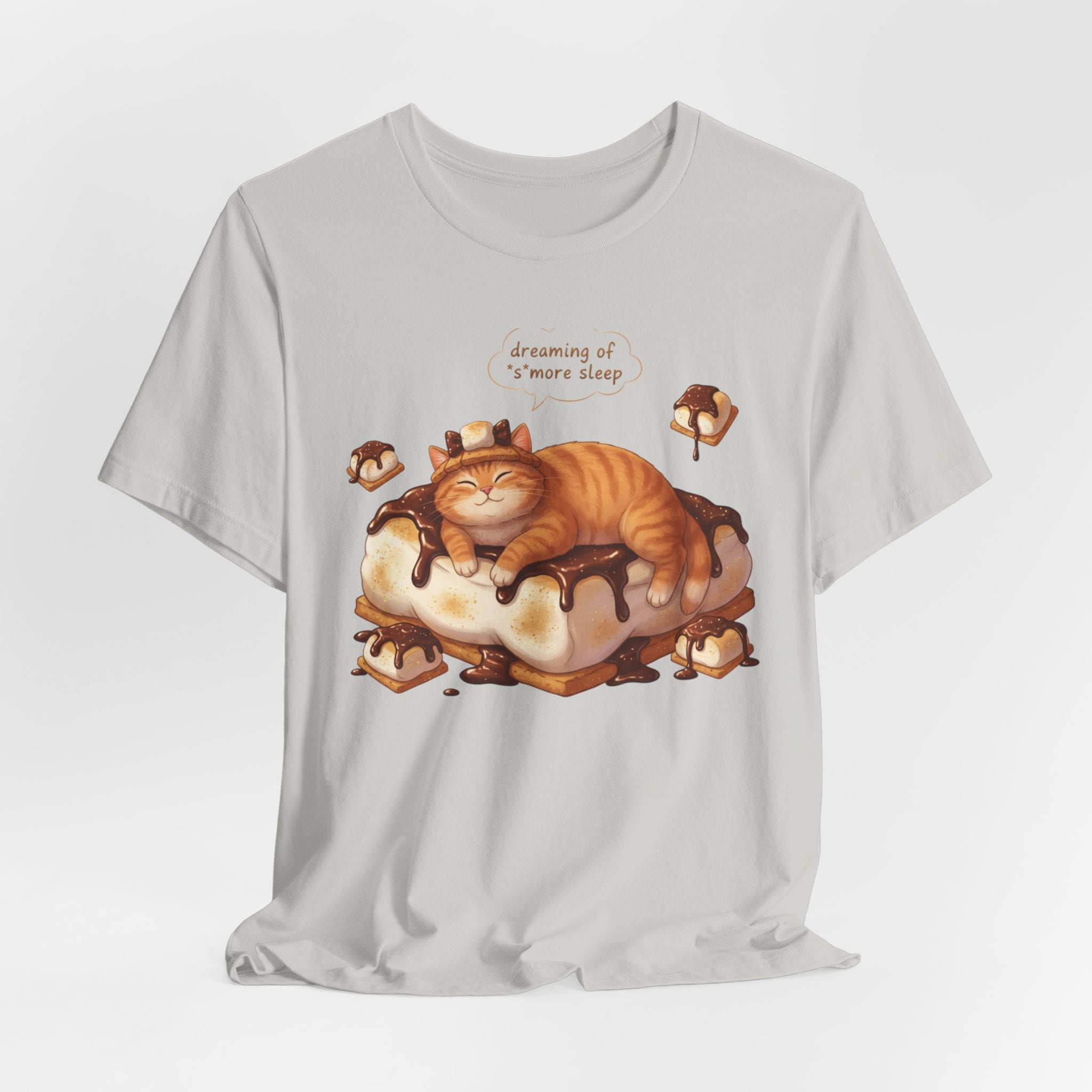 Sleeping Tabby on S'mores Tee | Cat Dessert Illustration T-Shirt