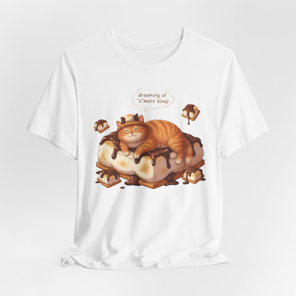 Sleeping Tabby on S'mores Tee | Cat Dessert Illustration T-Shirt