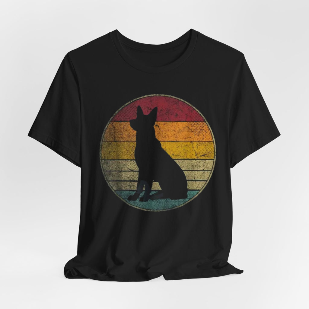 German Shepherd Silhouette Tee — Retro Sunset Dog Lover T-Shirt