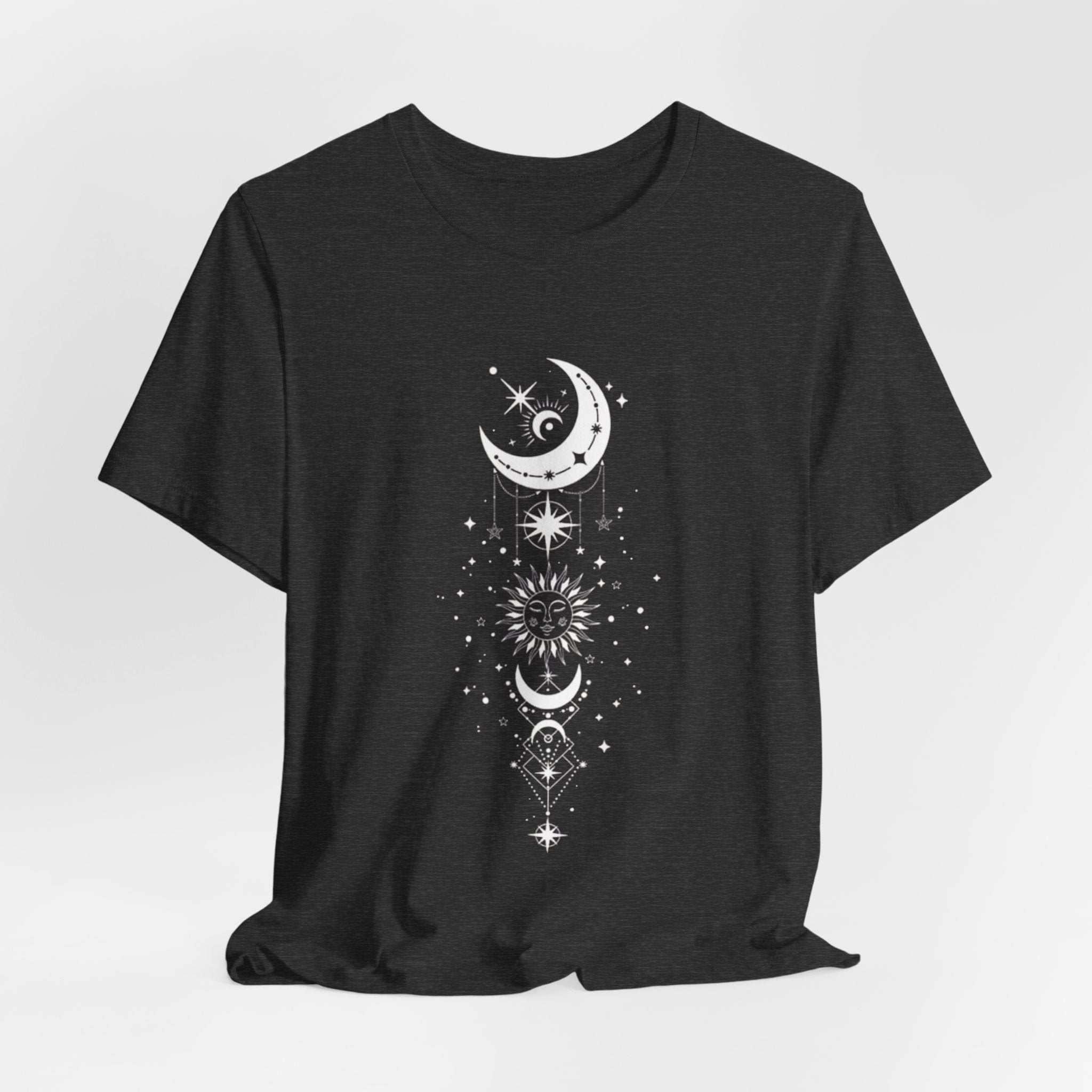 Celestial Moon Phase Tee, Unisex Graphic T-Shirt, Astrology Gift, Horoscope Apparel, Boho Style Top, Spiritual Wear