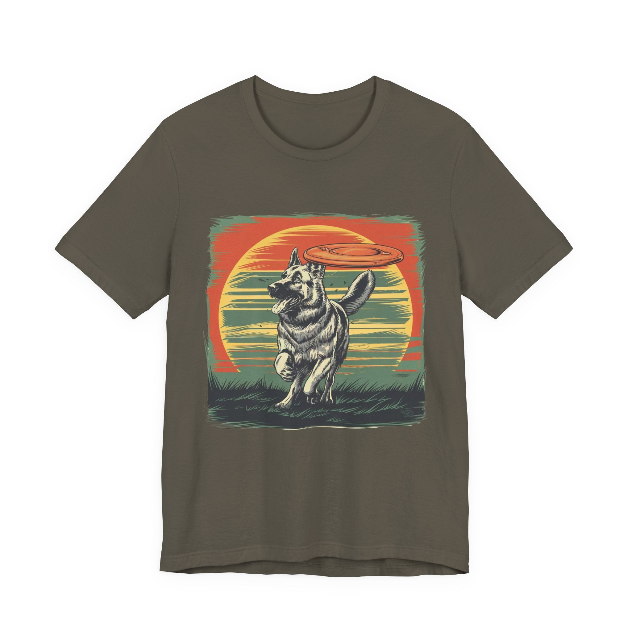 German Shepherd Dog Sunset T-Shirt, Dog Lover Tee, Animal Graphic Shirt, Outdoor Nature Top, Gift for Pet Owners