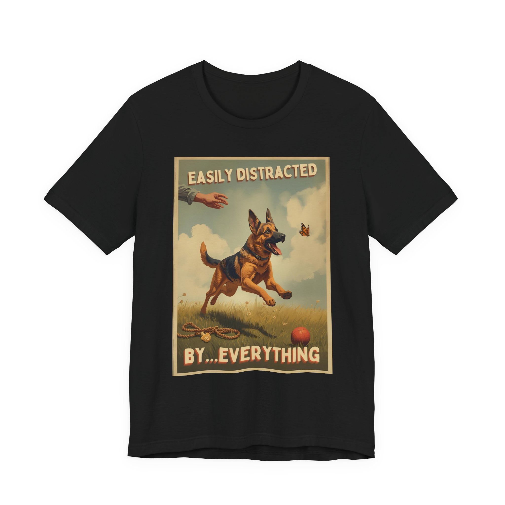 German Shepherd tee, Easily Distracted By Everything dog graphic tee | T-Shirt