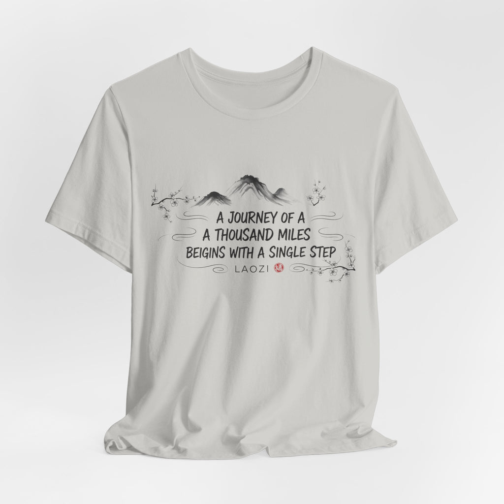 A Journey of a Thousand Miles tee | Mountain Quote Shirt, Minimal Zen Design
