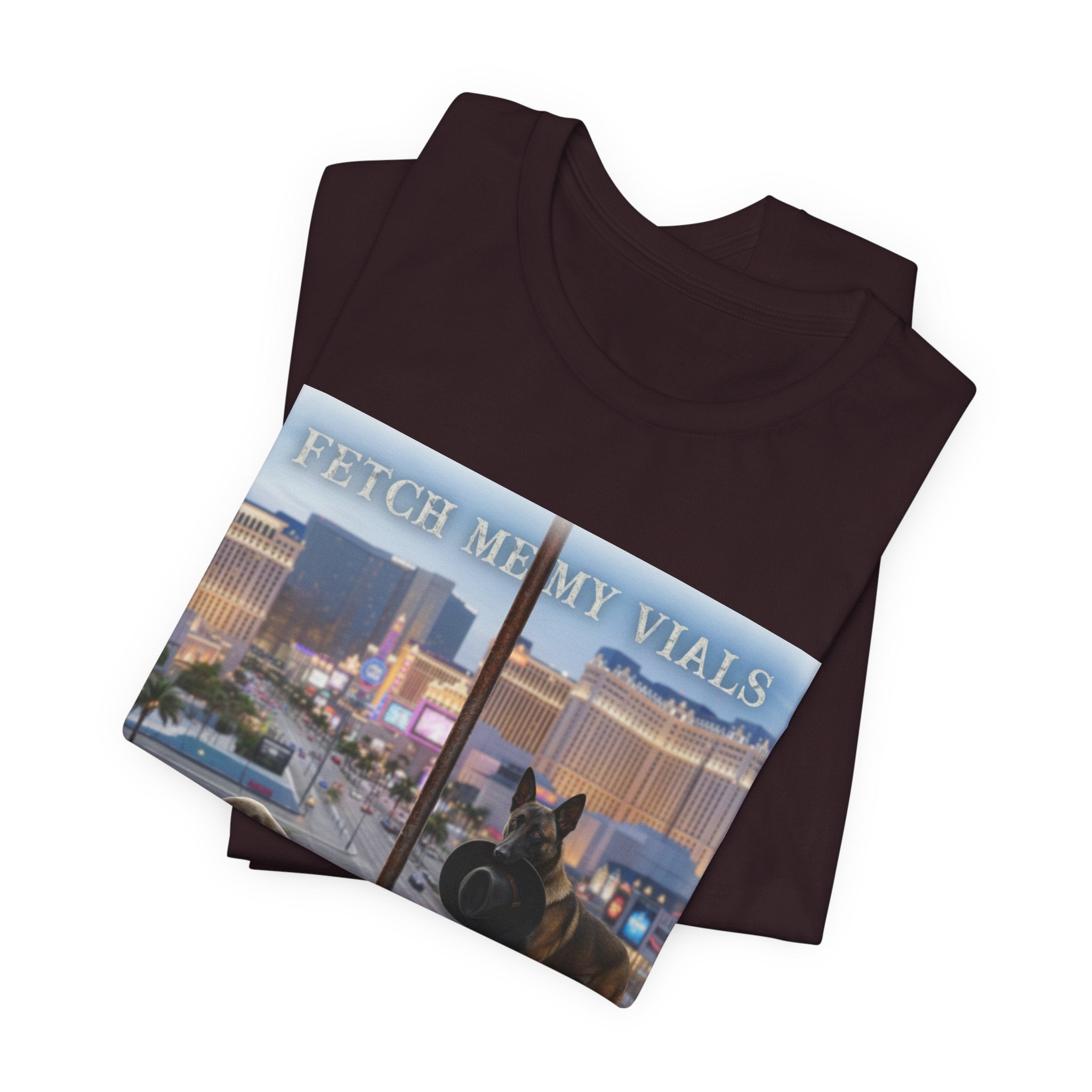 Fetch me my vials, Fallout Tee, Street Scene Graphic Tee — "Fetch Me My Vials" Retro Vegas Art Shirt