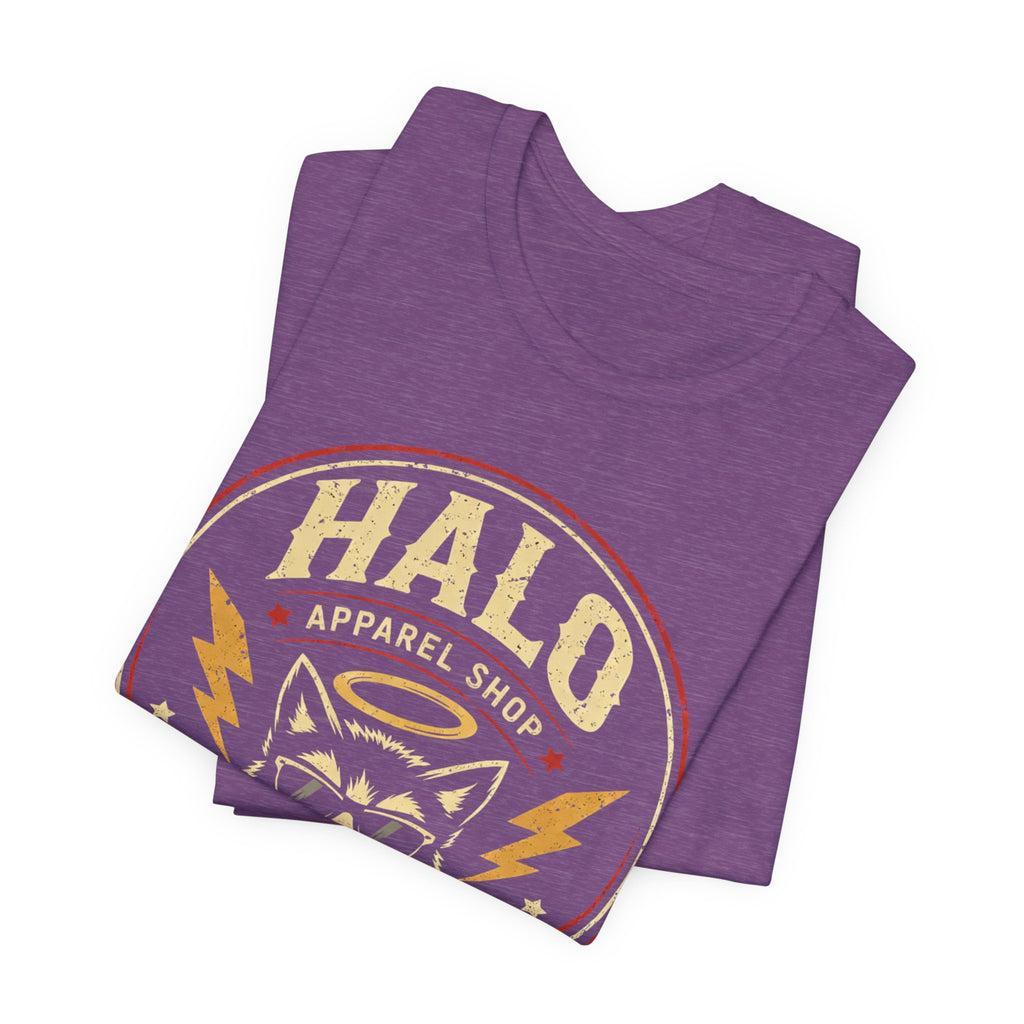 Halo Cat Graphic Tee — "Wear Your Attitude" Vintage Rock T-Shirt