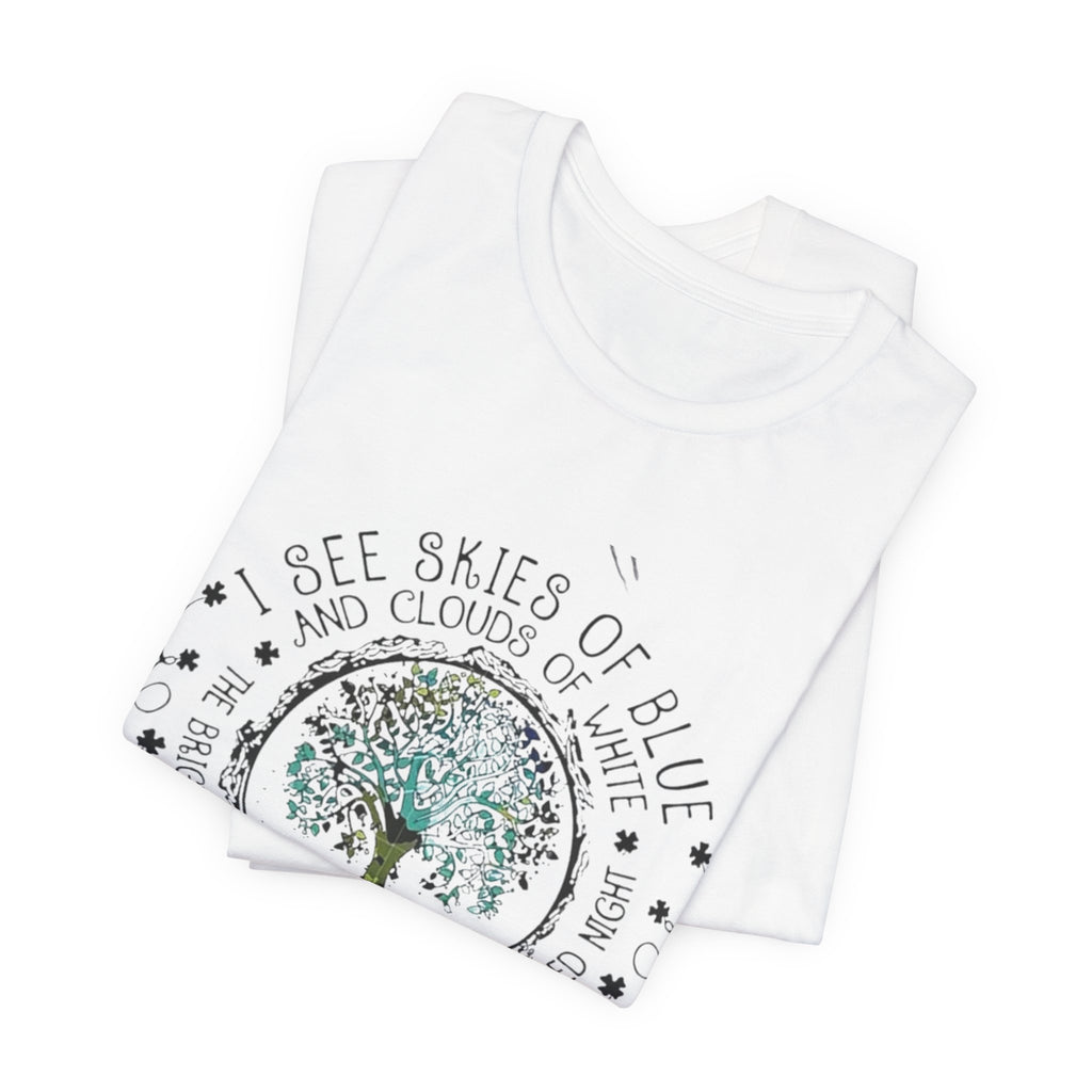 Vintage Inspirational Tee, Unisex Jersey T-Shirt, Nature Lover Gift, Skies of Blue Design, Positive Quote Shirt, Eco-Friendly Apparel
