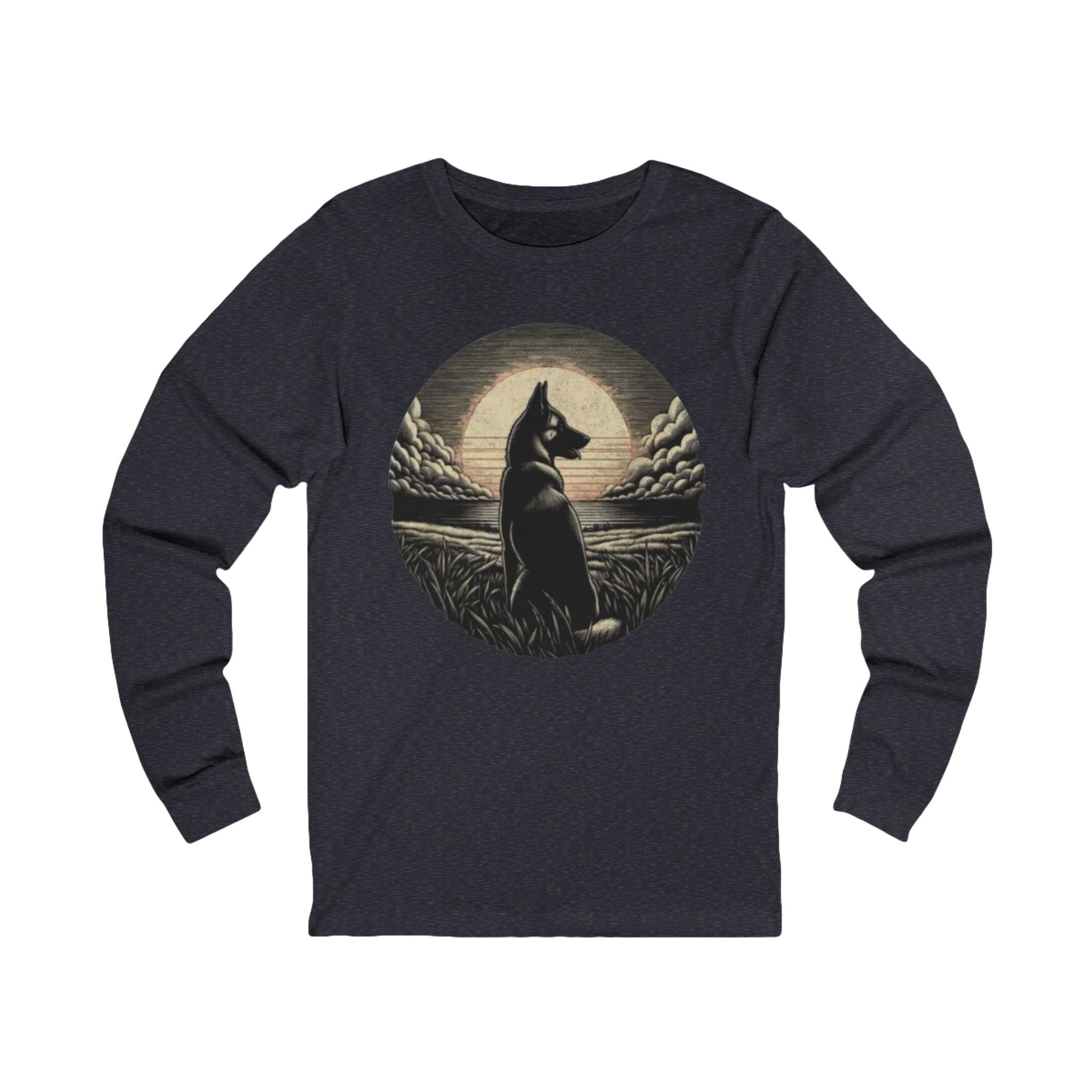 Belgian Malinios Moon Long Sleeve Tee | Nightscape Graphic