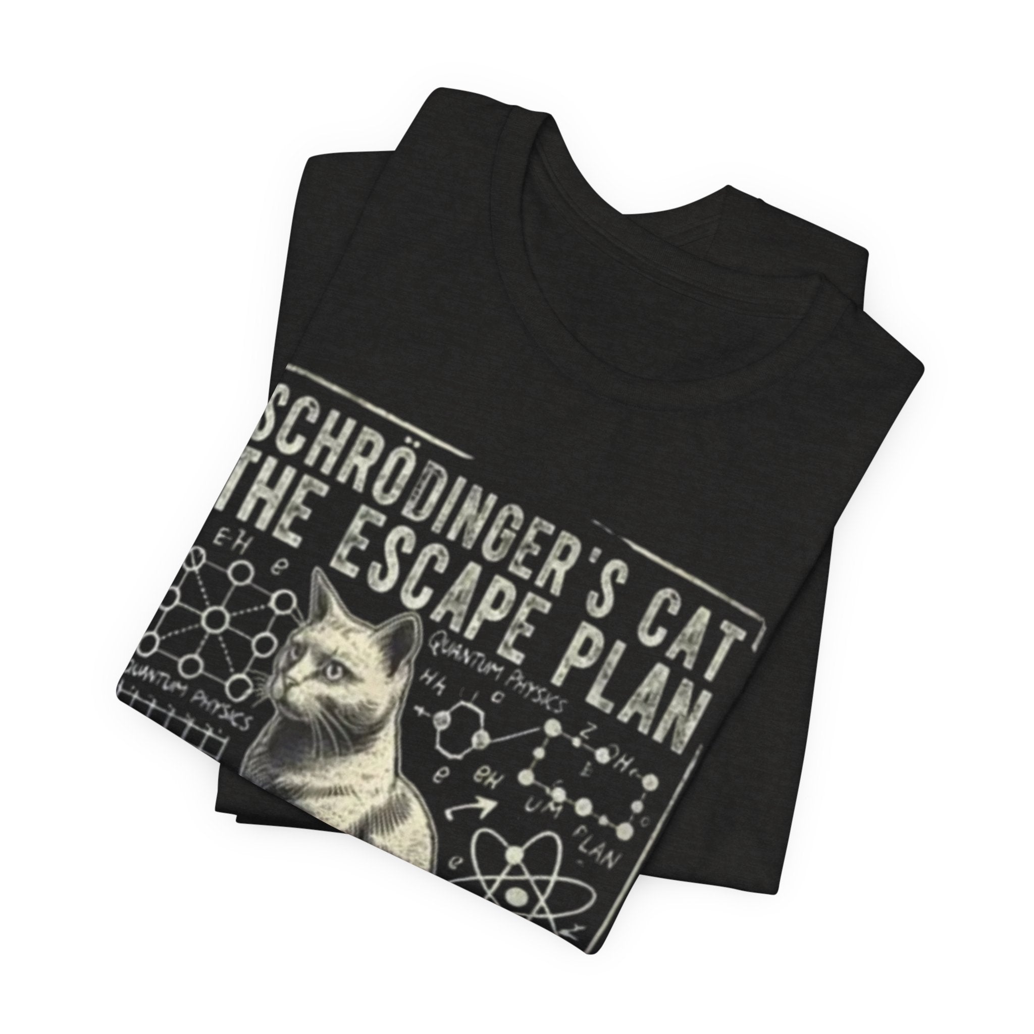 Schrödinger's Cat Escape Plan Tee | Physics Cat Diagram Shirt