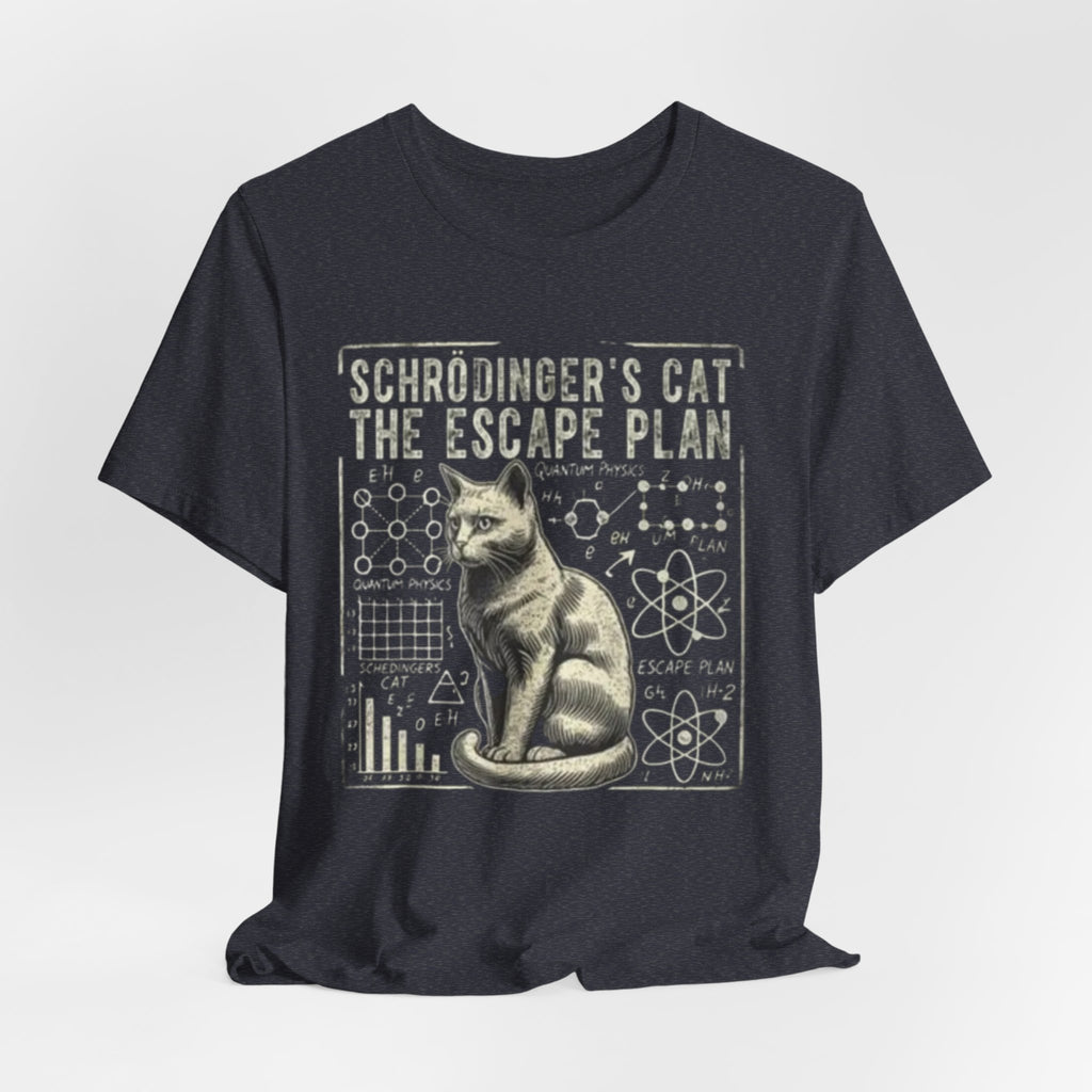 Schrödinger's Cat Escape Plan Tee | Physics Cat Diagram Shirt