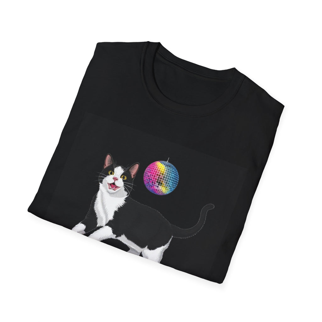 Skater Cat tee,I Am Wonder Mike Cat T-Shirt | Disco Dance Floor, Retro Rainbow Moon