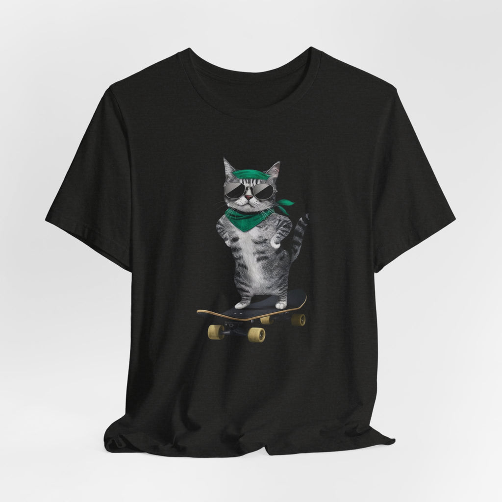 Skateboarding Cat Tee | Cool Cat on Skateboard Shirt