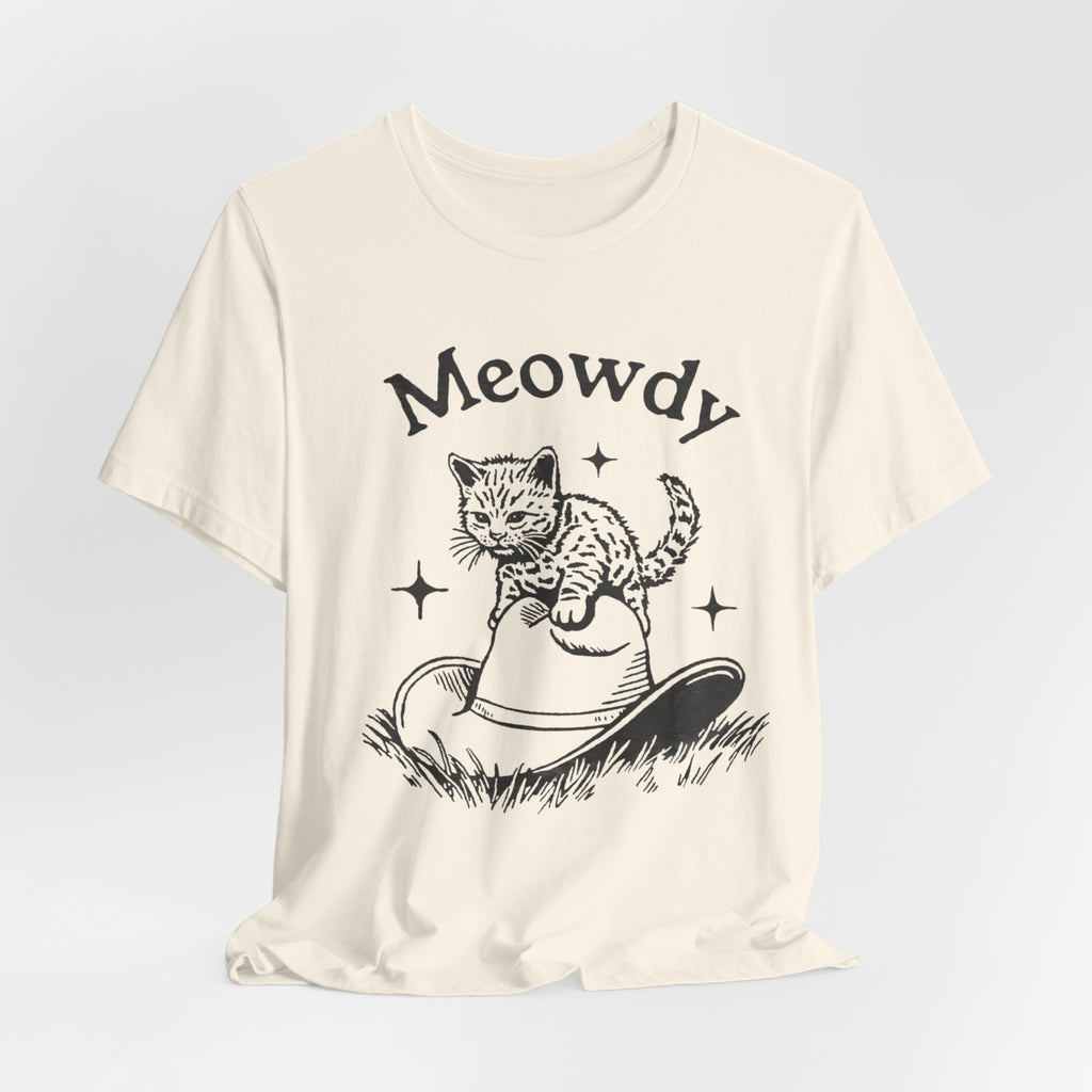 Cute Cat Meowdy Tee, Unisex Short Sleeve T-Shirt, Gift for Cat Lovers, Pet Owner Fashion, Funny Cat Humor, Comfortable Everyday Wear