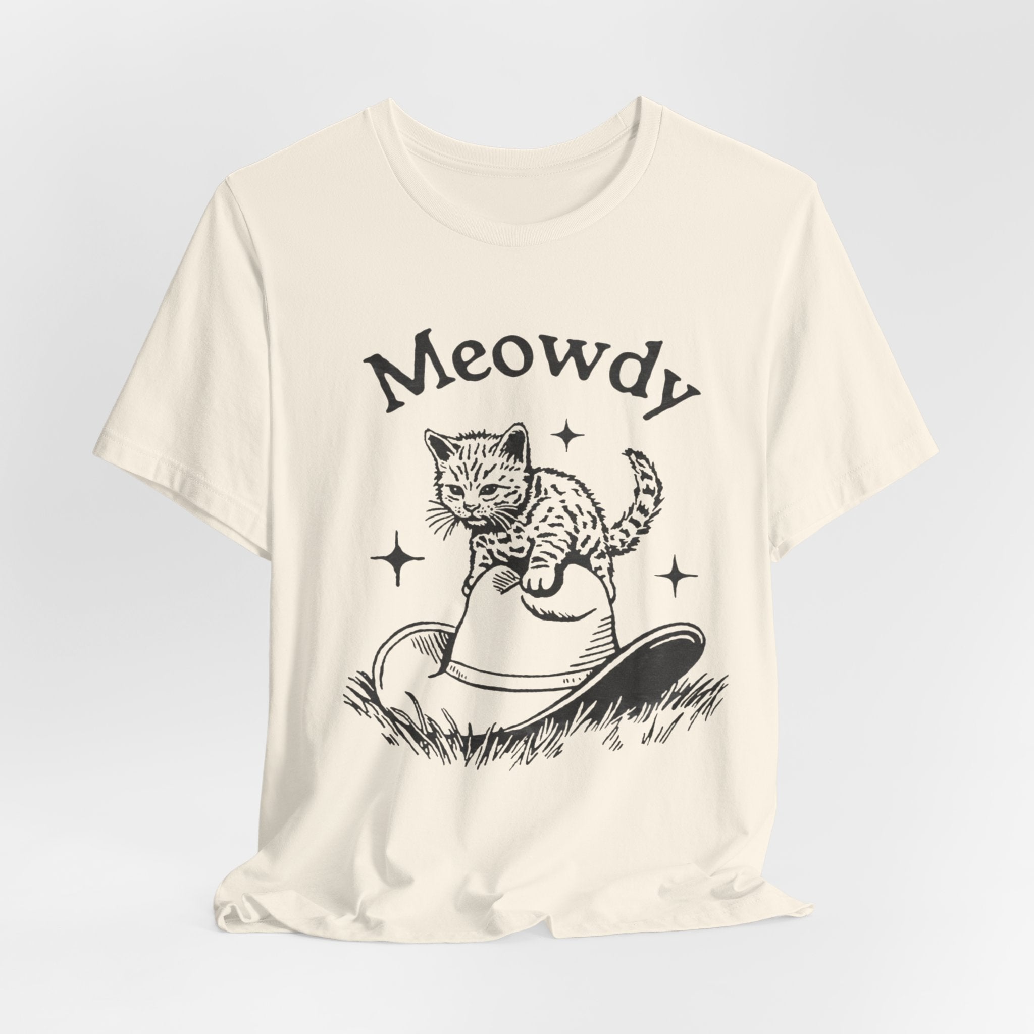 Cute Cat Meowdy Tee, Unisex Short Sleeve T-Shirt, Gift for Cat Lovers, Pet Owner Fashion, Funny Cat Humor, Comfortable Everyday Wear