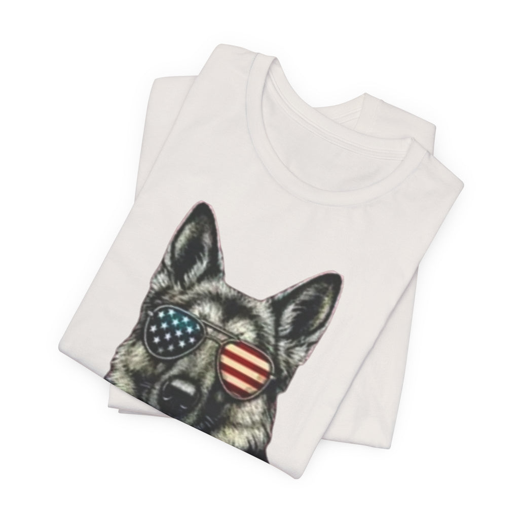German Shepherd, American Flag Sunglasses German Shepherd T-Shirt