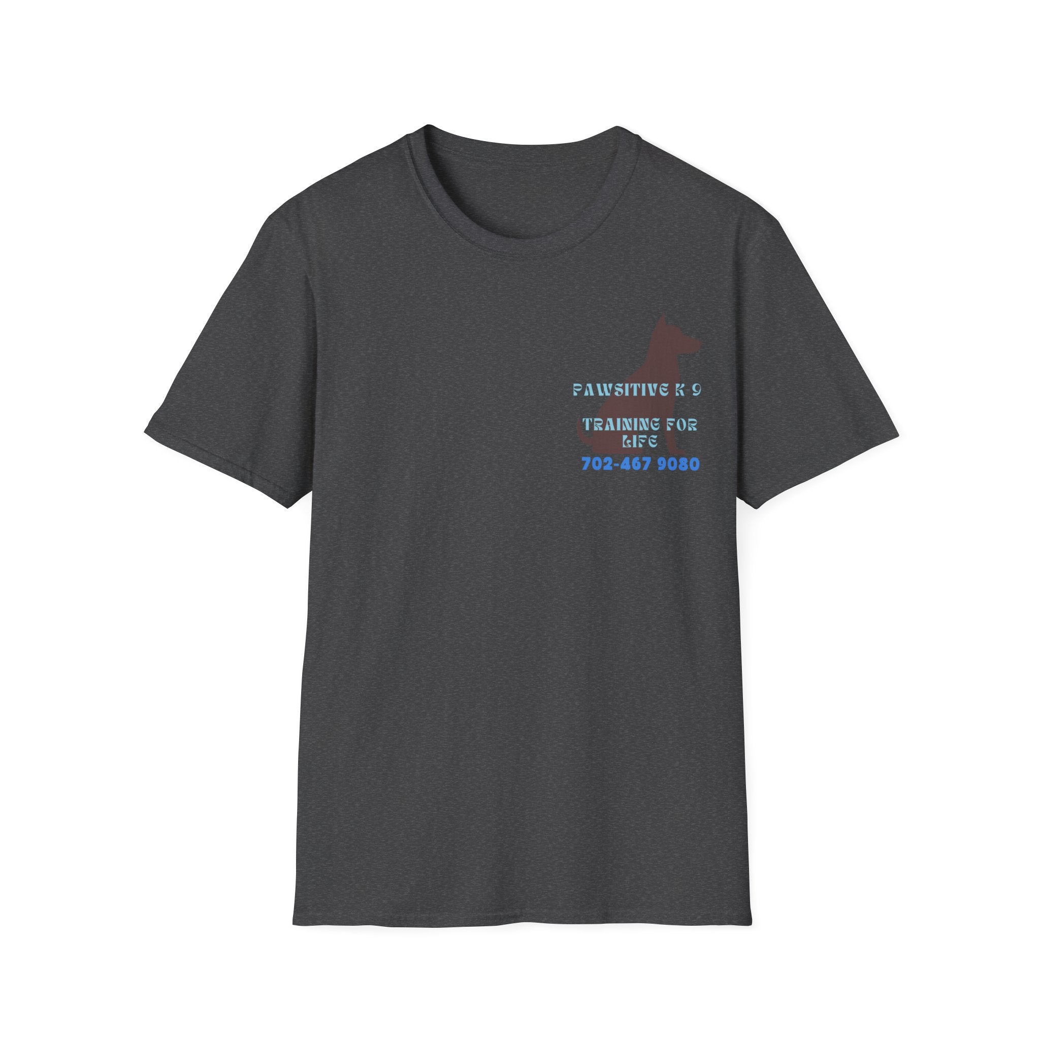 Dog Training T-Shirt — "Pawsitive K-9 Training for Real" with Contact Number, Personalized shirt