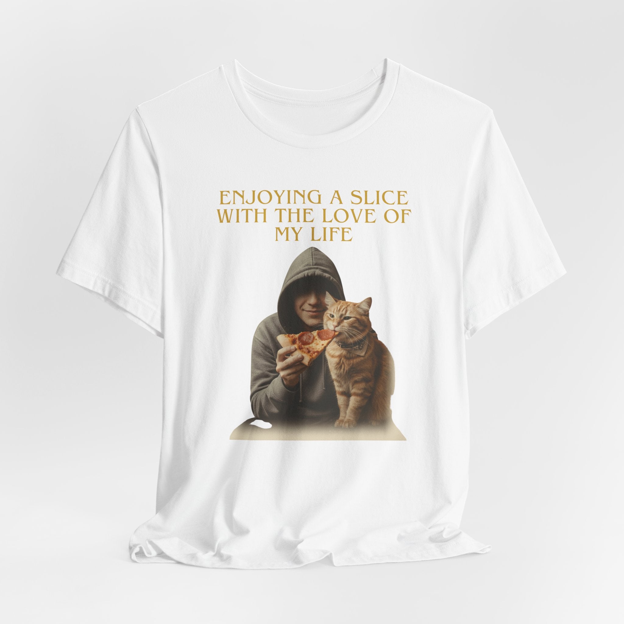 Enjoying a Slice With the Love of My Life T-Shirt | Cat Pizza Tee