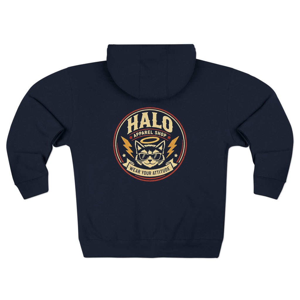 Halo Apparel Co. Vintage Cat Logo Zip Hoodie