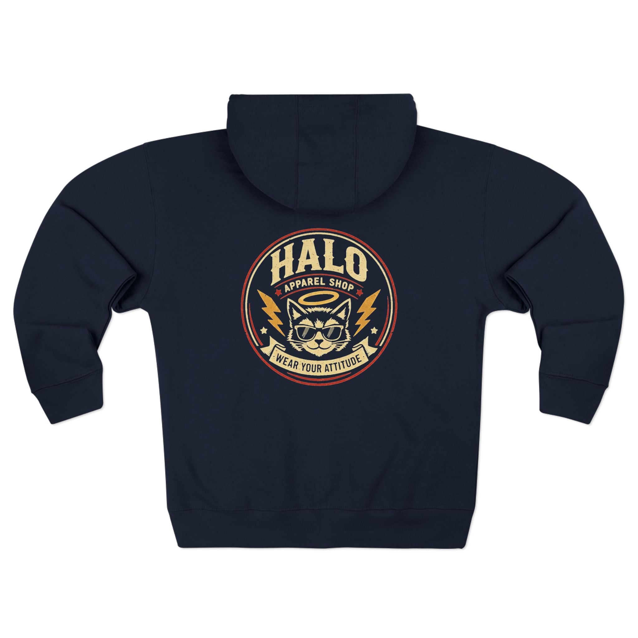 Halo Apparel Co. Vintage Cat Logo Zip Hoodie