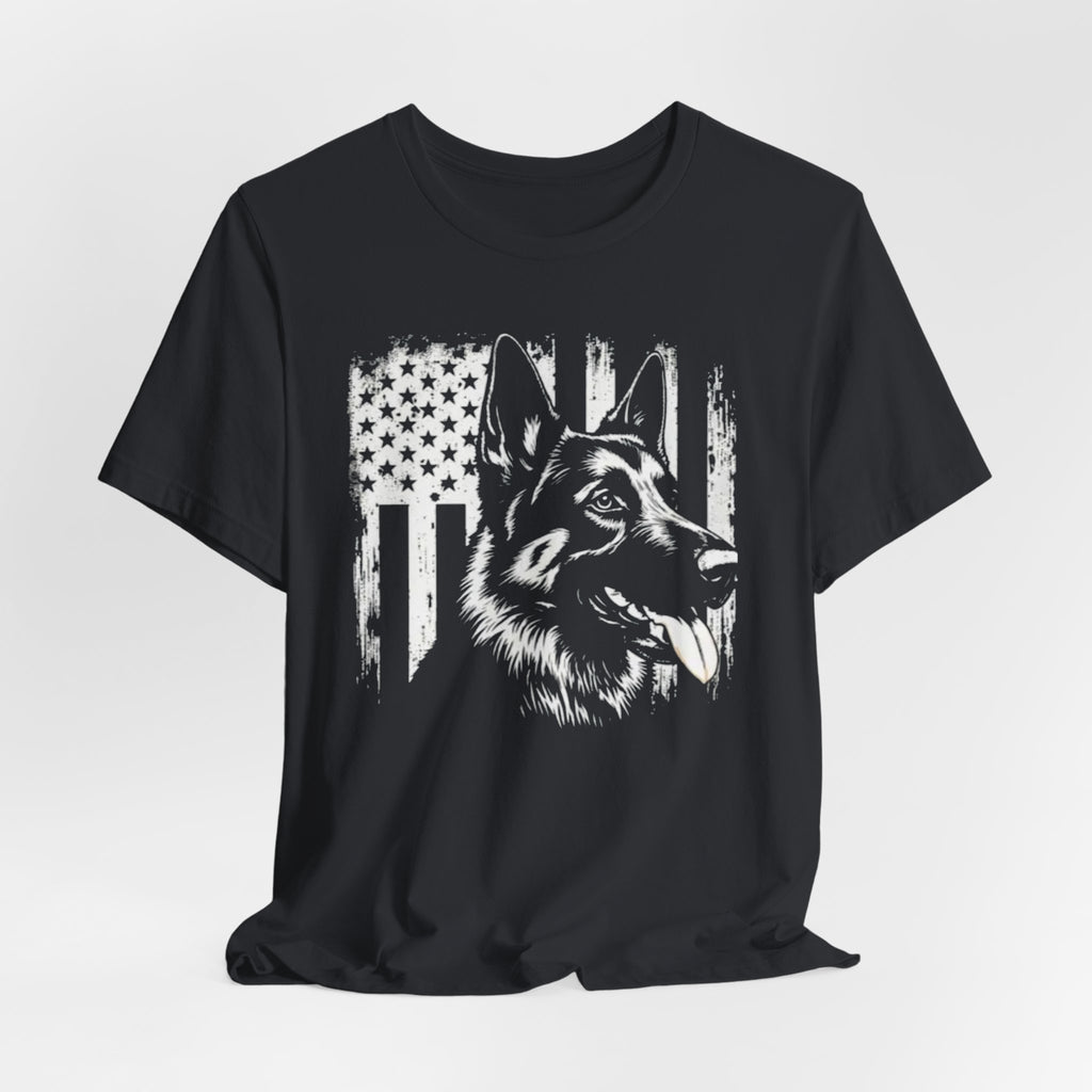 German Shepherd American Flag T‑Shirt — Patriotic K9 Tee