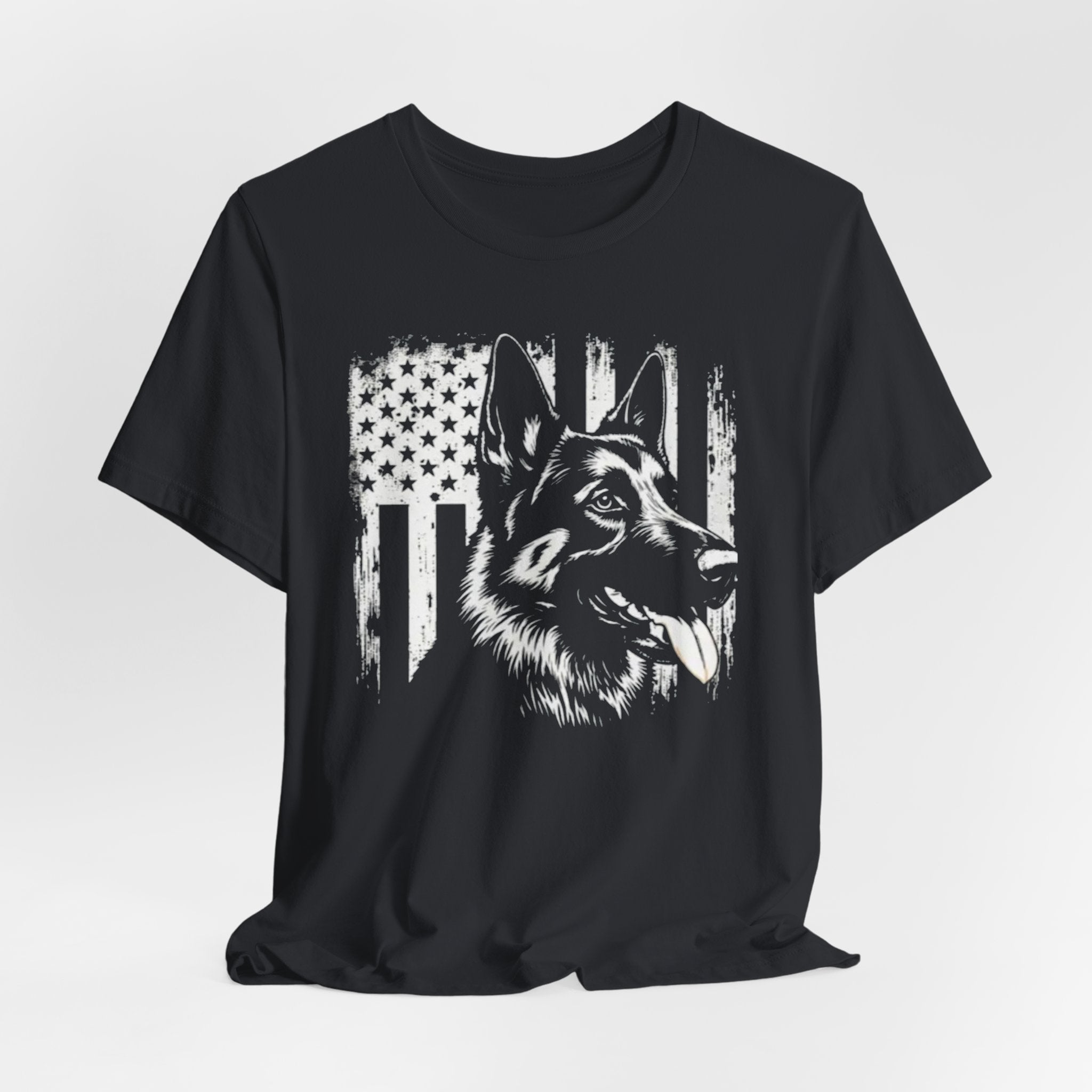German Shepherd American Flag T‑Shirt — Patriotic K9 Tee
