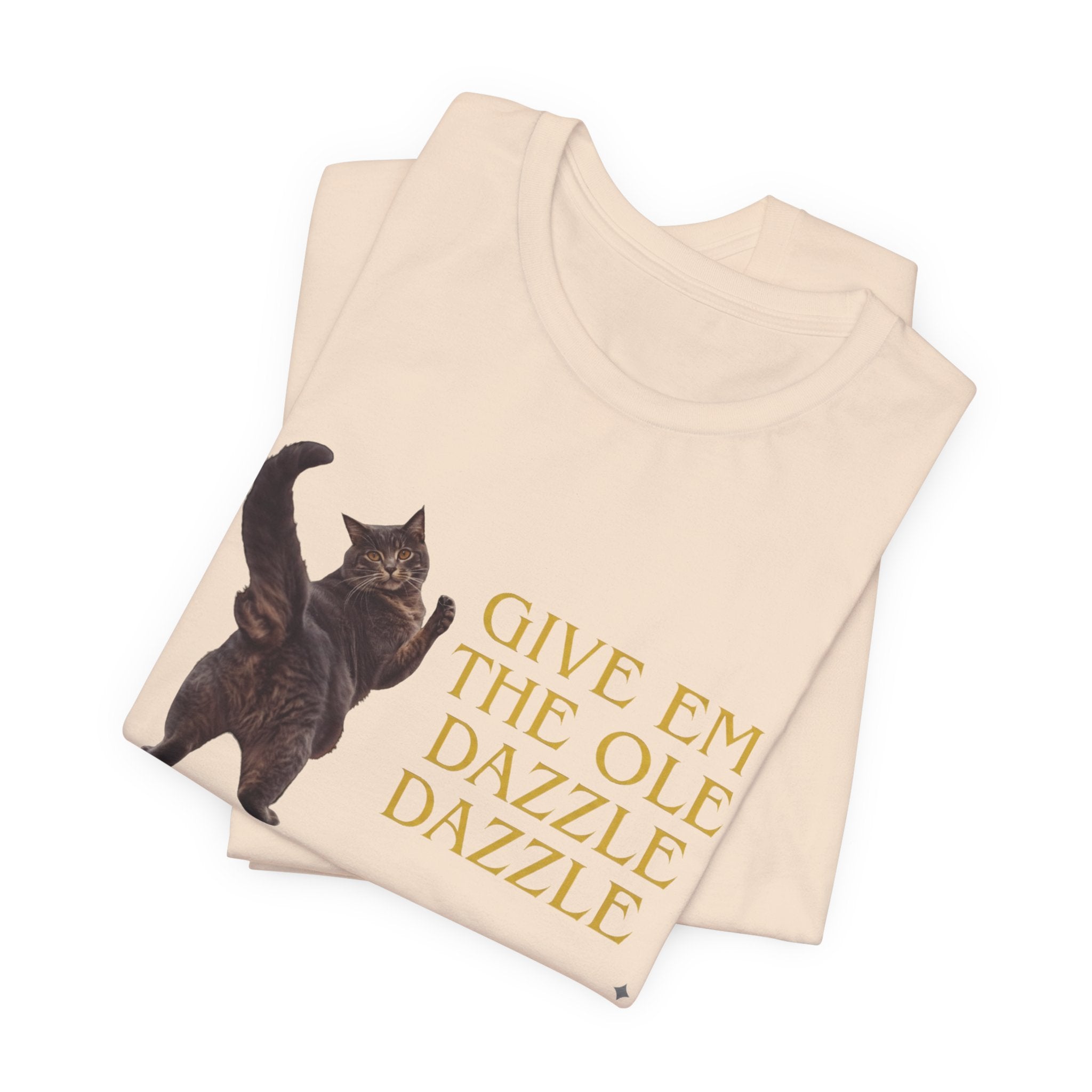 Give 'Em the Ole Dazzle Dazzle Cat T-Shirt | Retro Cat Illustration