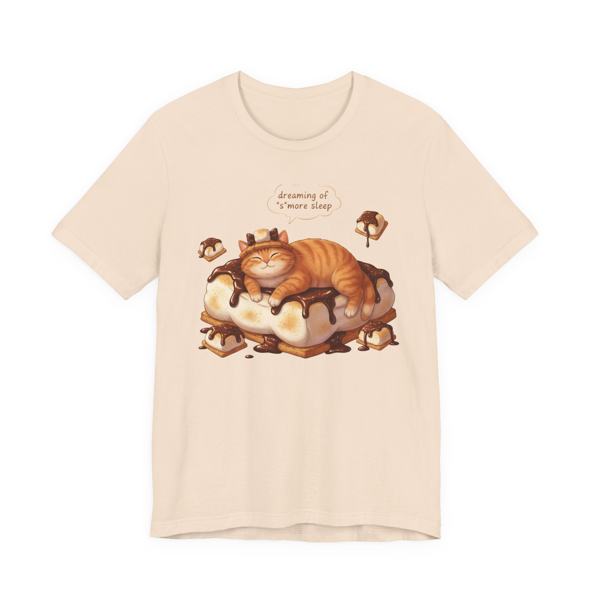 Sleeping Tabby on S'mores Tee | Cat Dessert Illustration T-Shirt