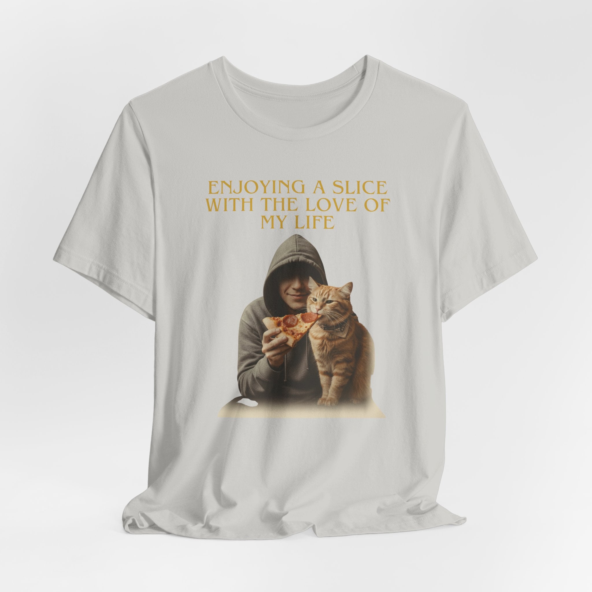 Enjoying a Slice With the Love of My Life T-Shirt | Cat Pizza Tee