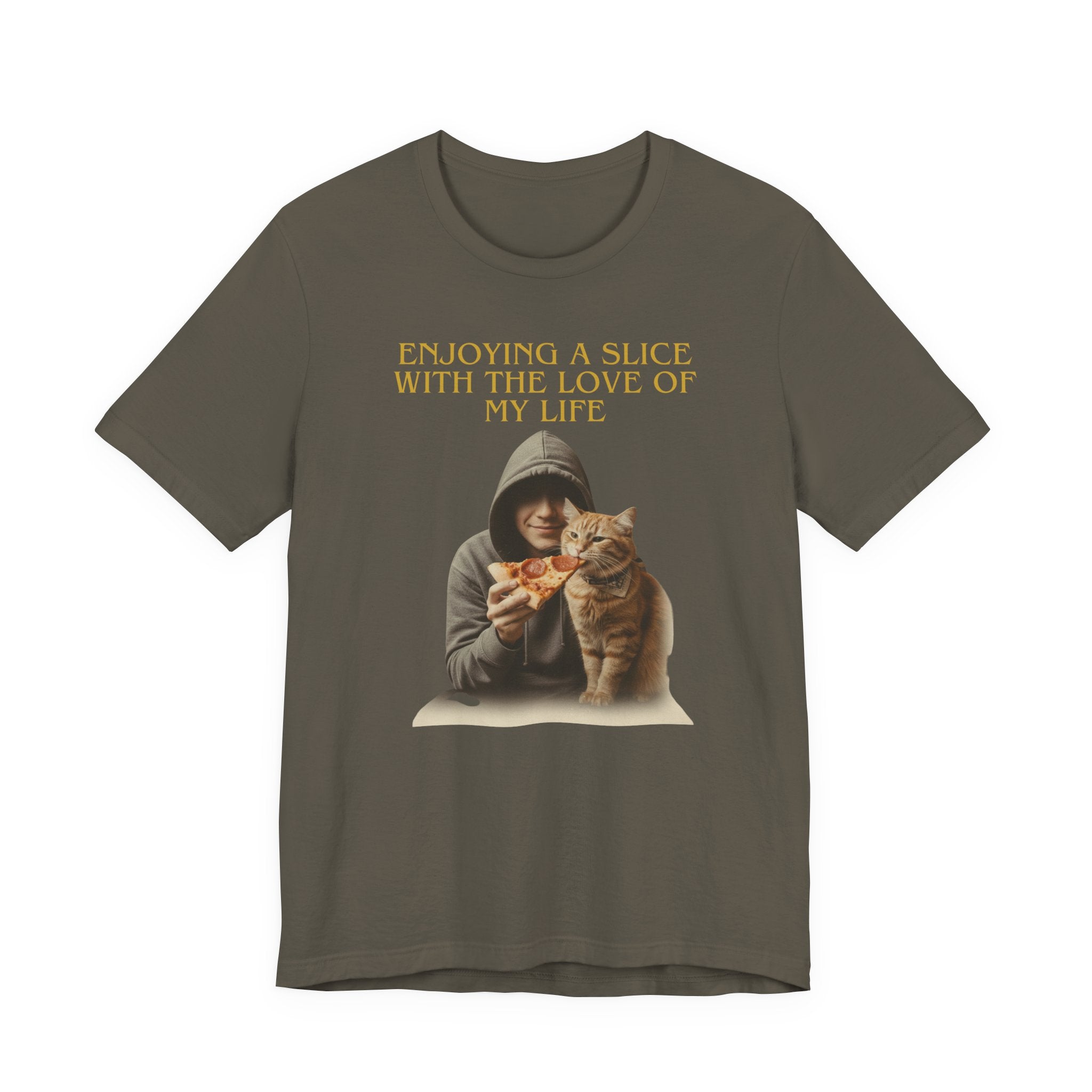 Enjoying a Slice With the Love of My Life T-Shirt | Cat Pizza Tee