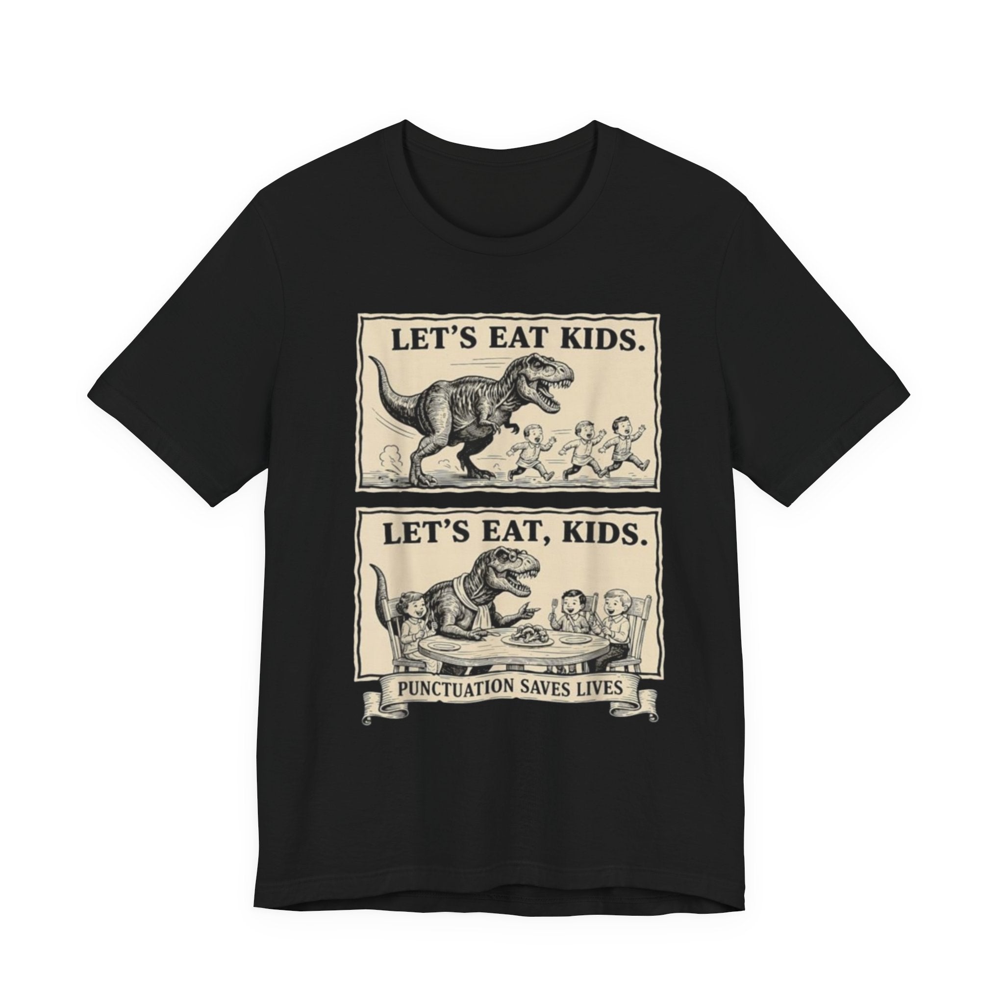 Punctuation Saves Lives comic panel Tee | Let's eat kids, Let's eat, kids design, English Teacher shirt