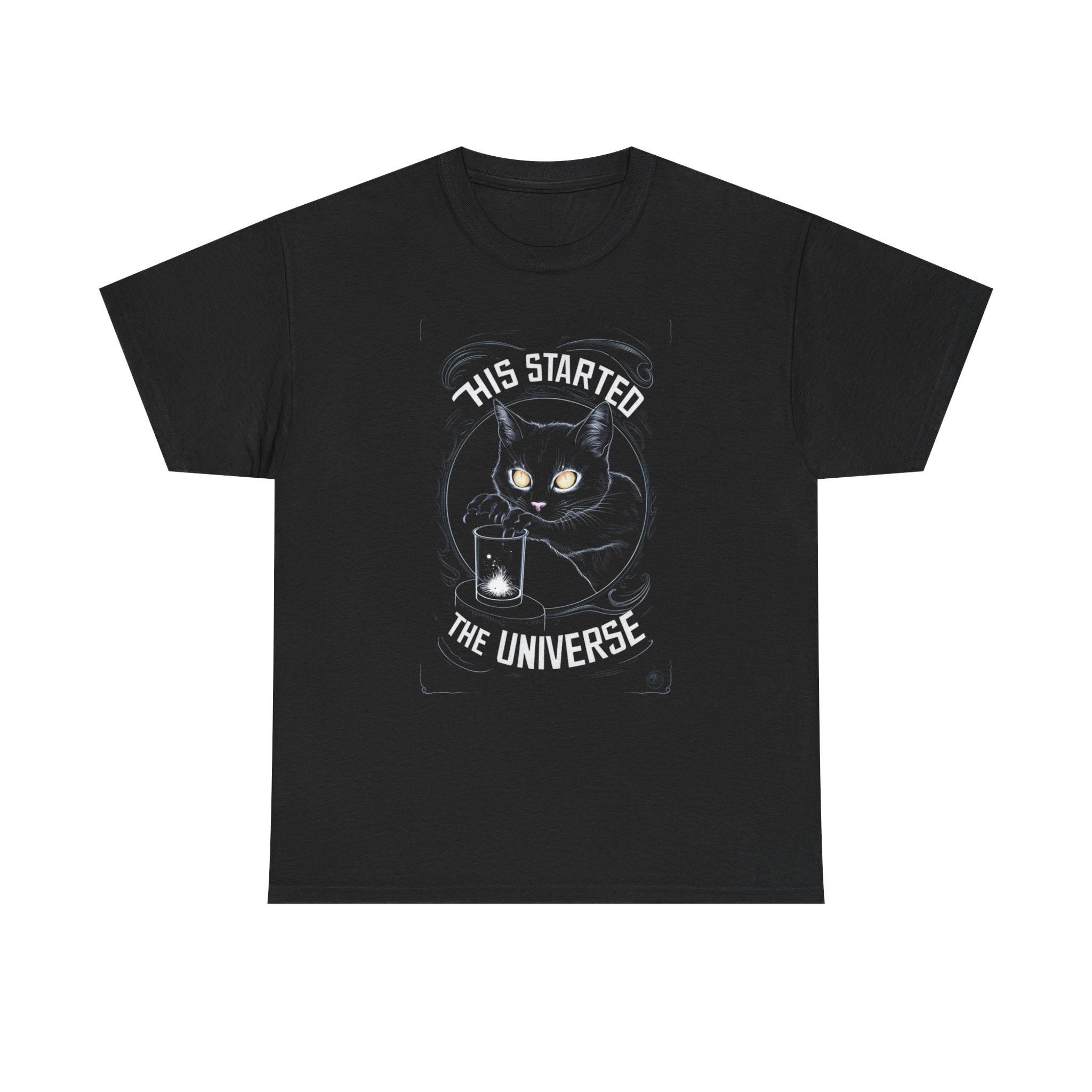 Cosmic Cat Unisex Heavy Cotton Tee - Stylish and Fun, Perfect for Cat Lovers, Gifts, Casual Wear, Science & Space Theme, Birthday, Halloween