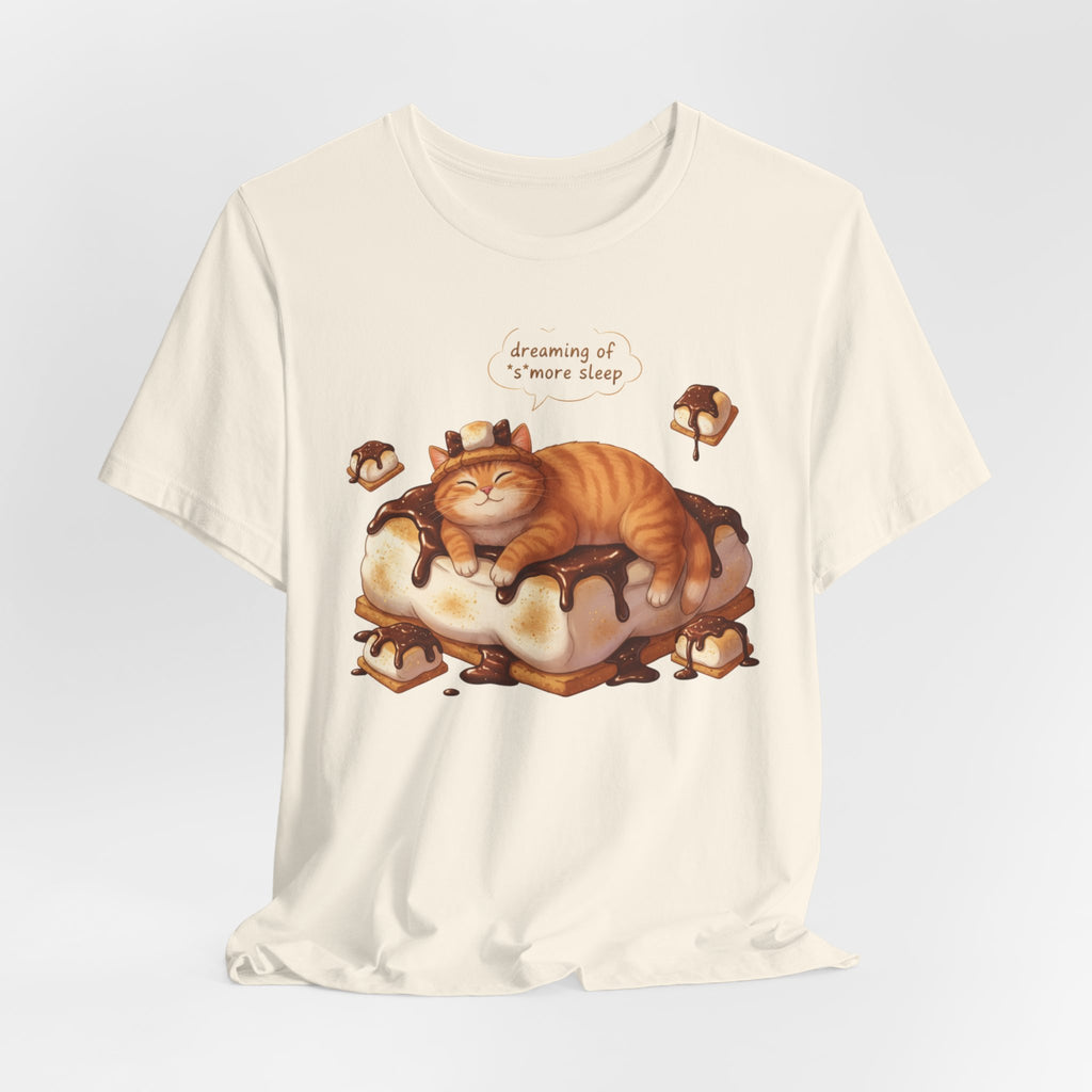 Sleeping Tabby on S'mores Tee | Cat Dessert Illustration T-Shirt