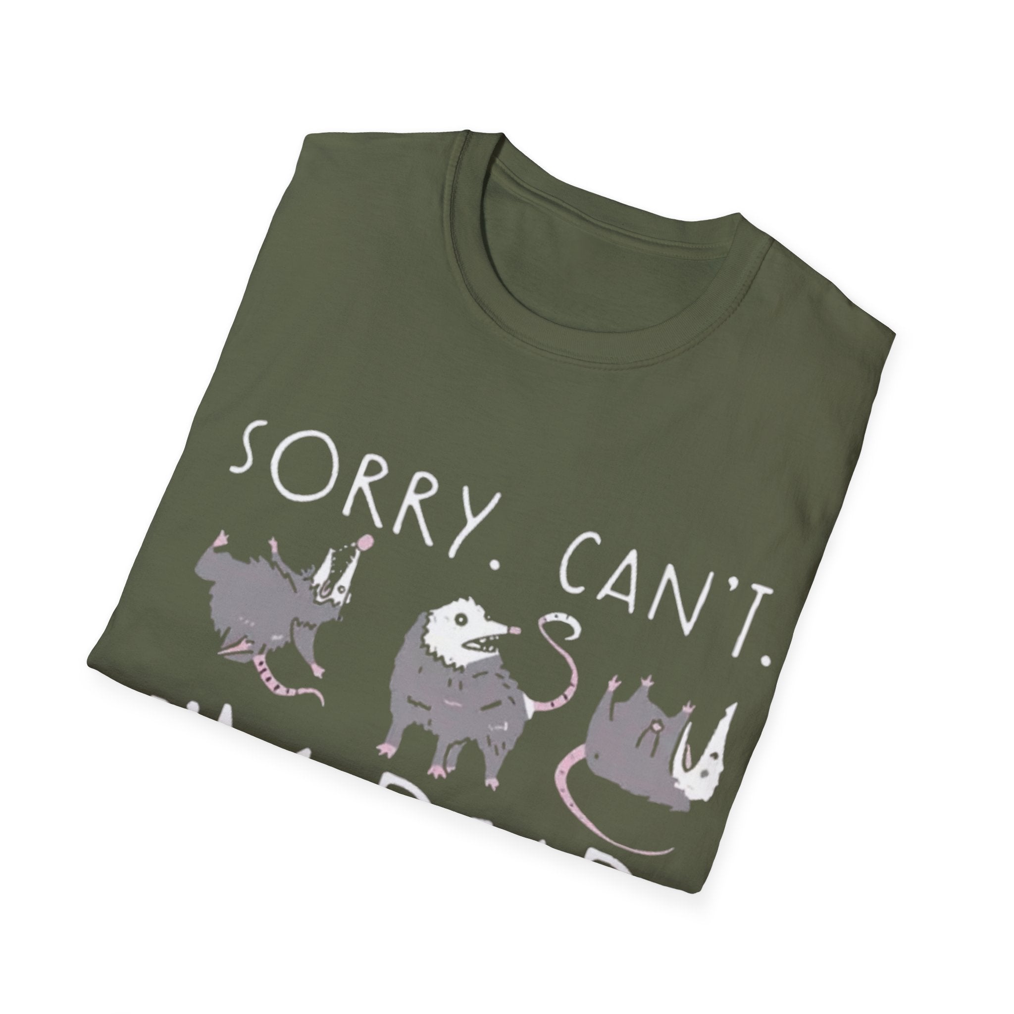 Sorry Can't I'm Dead Opossum T-Shirt | Goth Cat Illustration, Humorous Halloween Tee