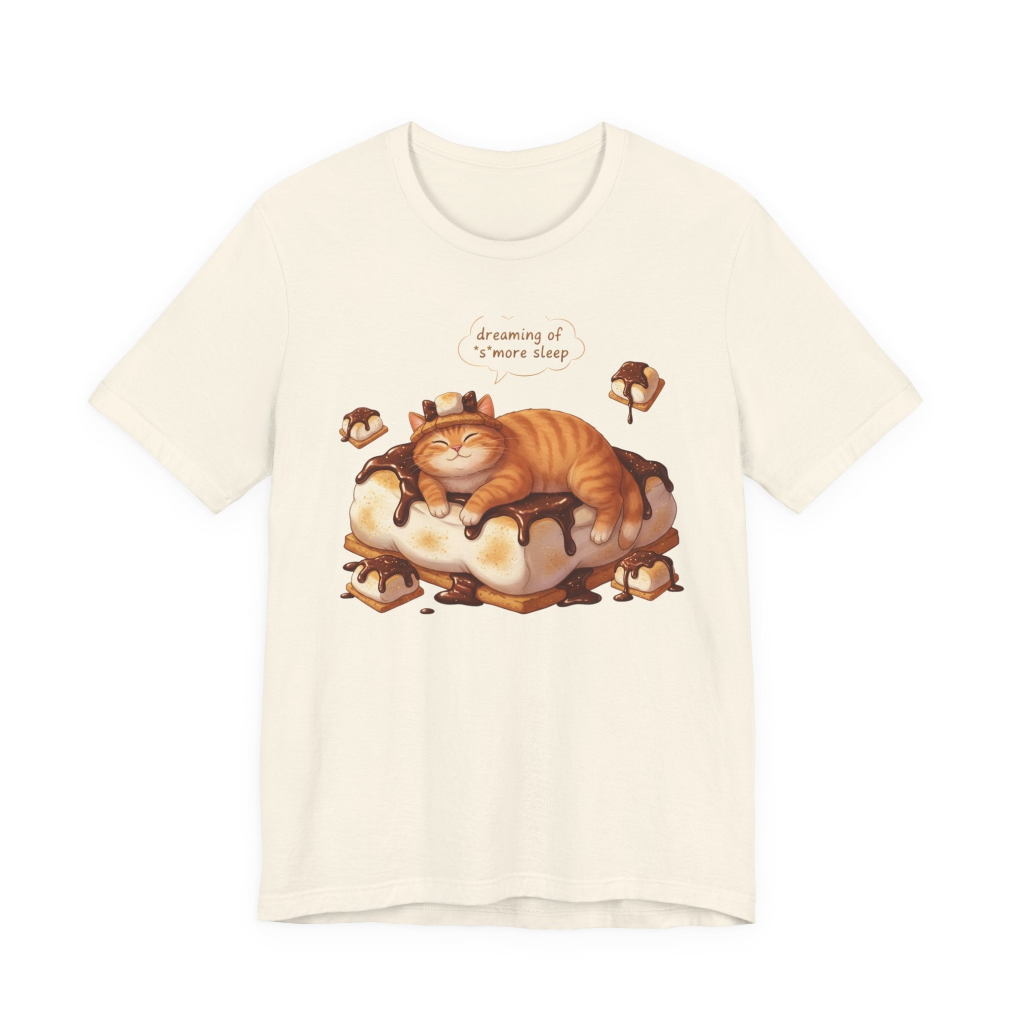 Sleeping Tabby on S'mores Tee | Cat Dessert Illustration T-Shirt