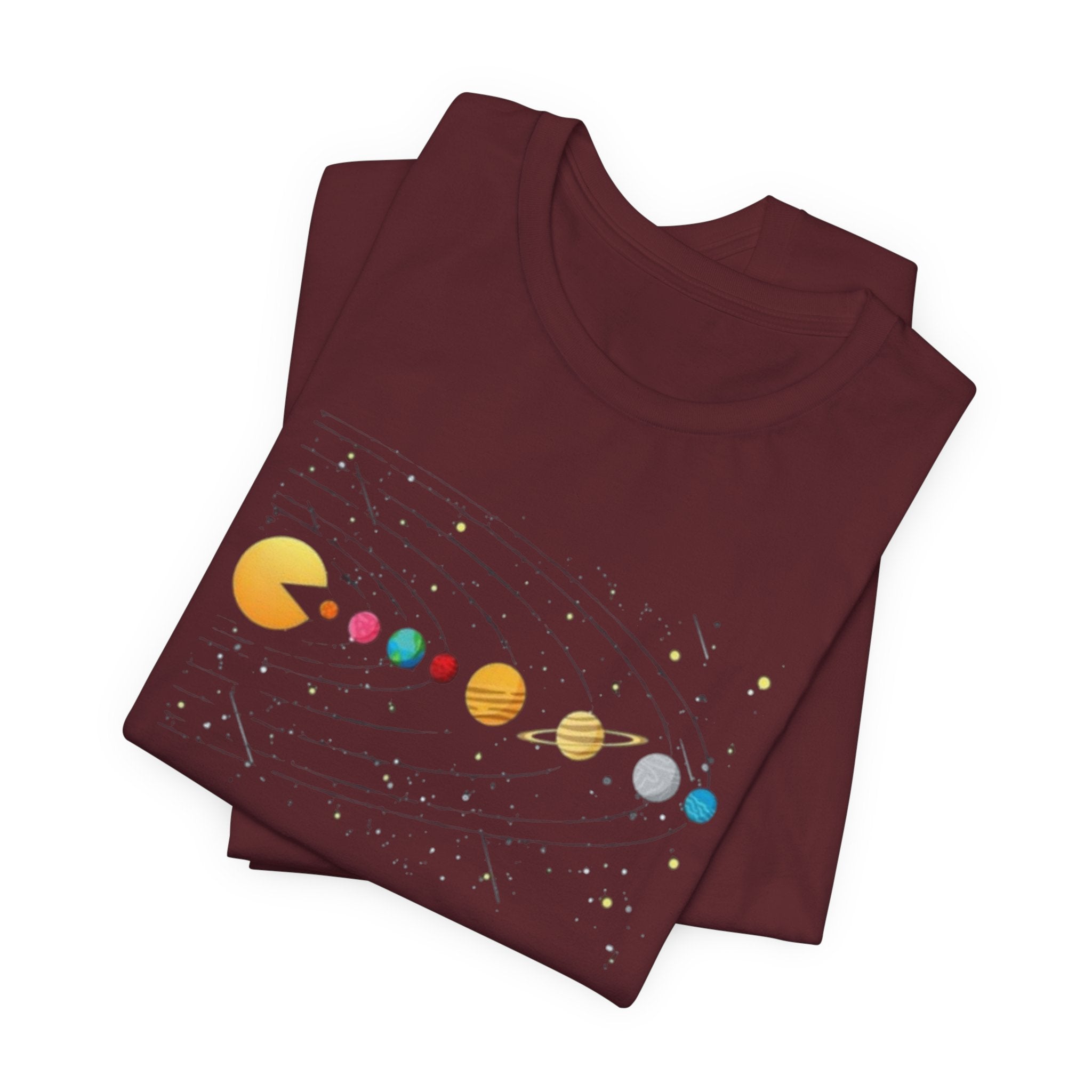 Pac-Man Solar System T-Shirt | Retro Arcade Planets Tee