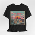 He Still Pushes All My Buttons Cat Illustration Tee | Retro Sunset Palm Beach