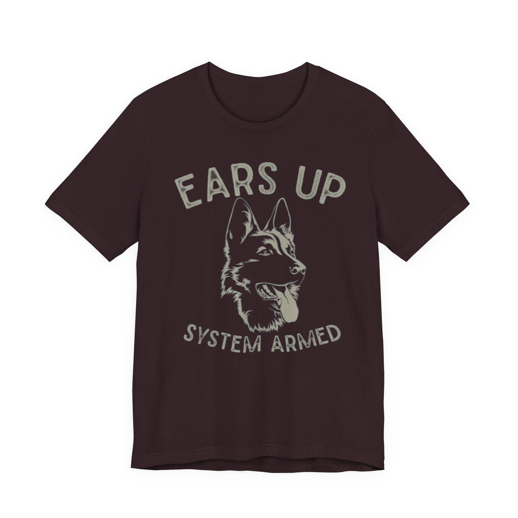 German Shepherd  Ears Up K9 Graphic Tee — "System Armed" German Shepherd Dog Shirt